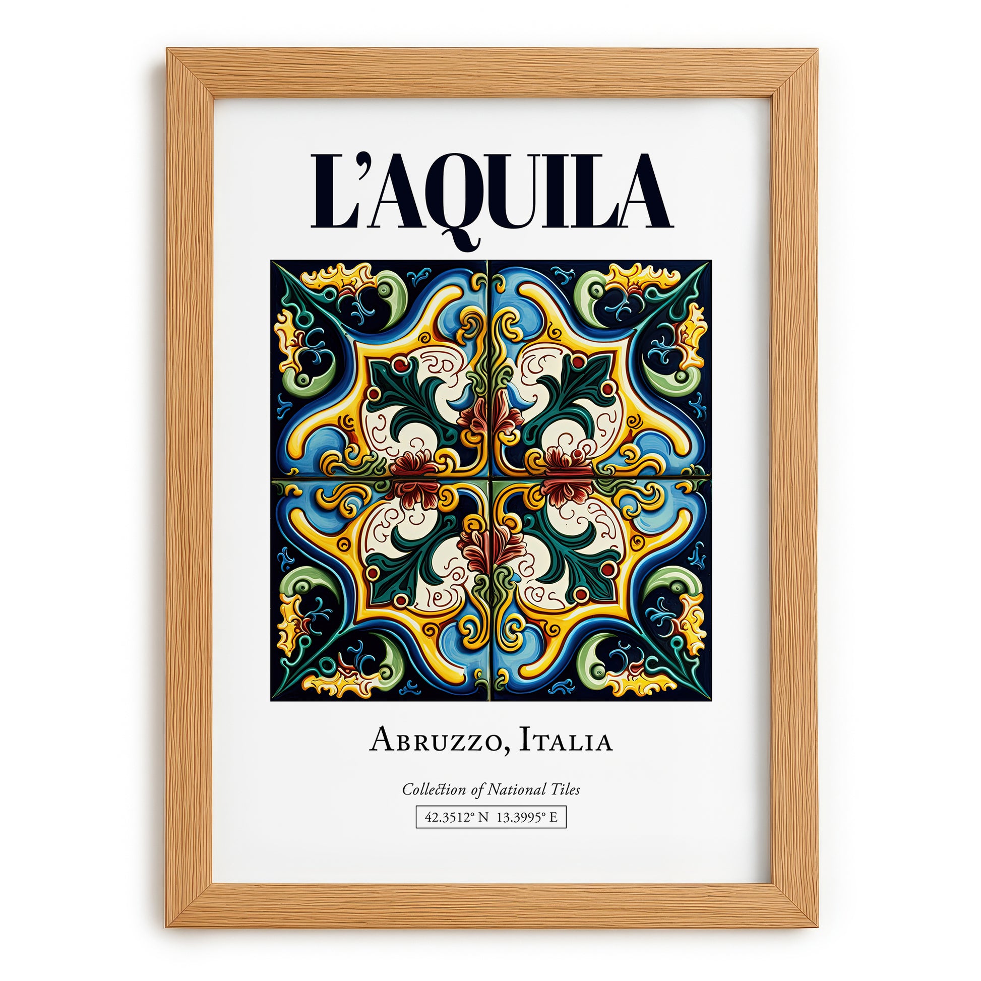 L'Aquila, Italy – Tourist Destination Poster, set in oak frame