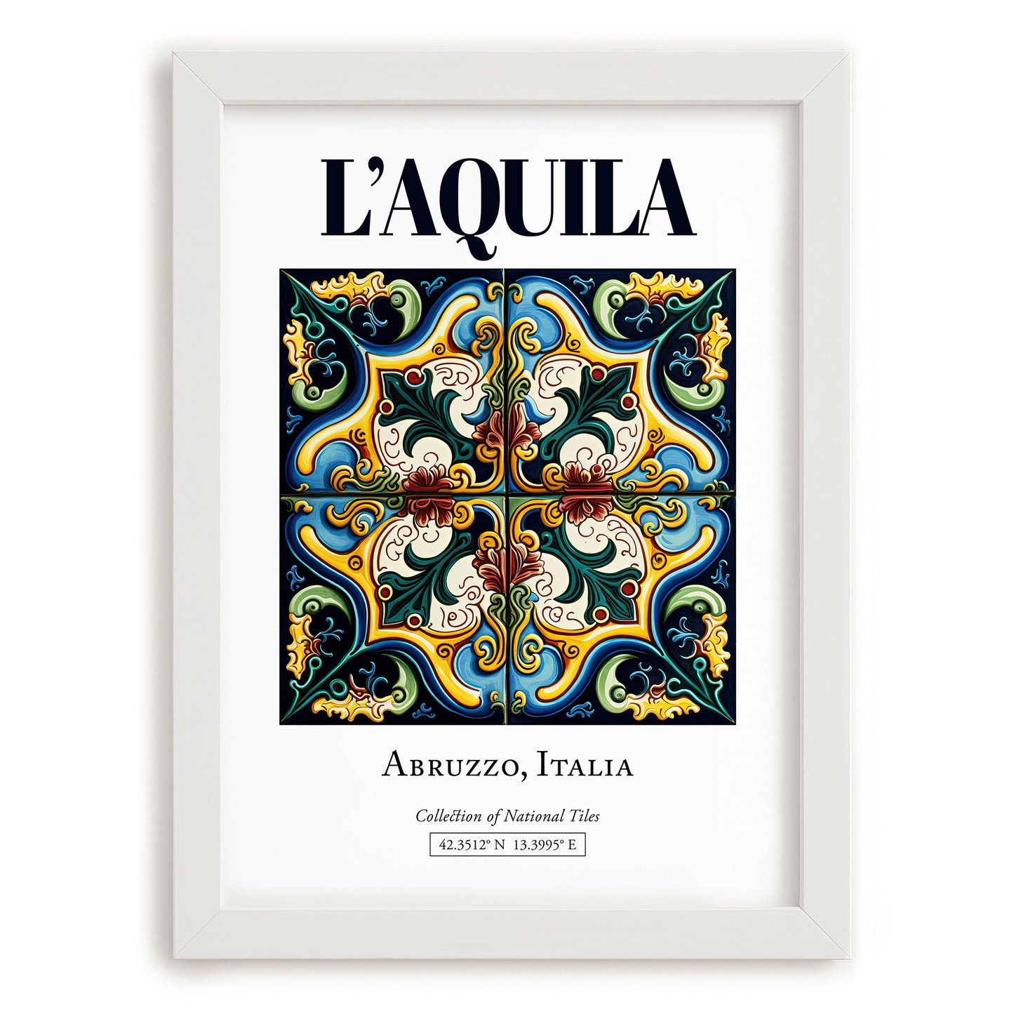 L'Aquila, Italy – Tourist Destination Poster, placed in minimal white frame