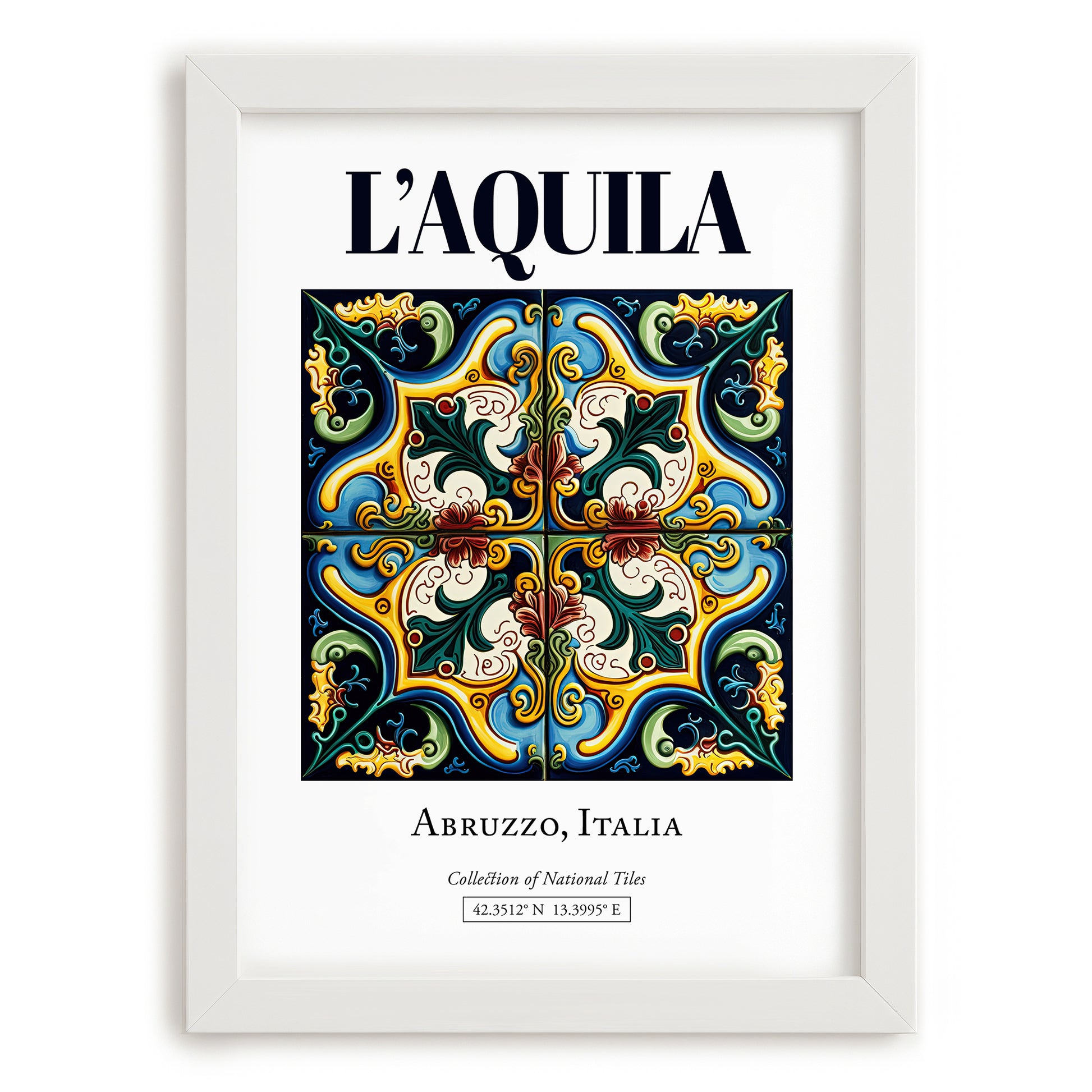 L'Aquila, Italy – Tourist Destination Poster, placed in minimal white frame