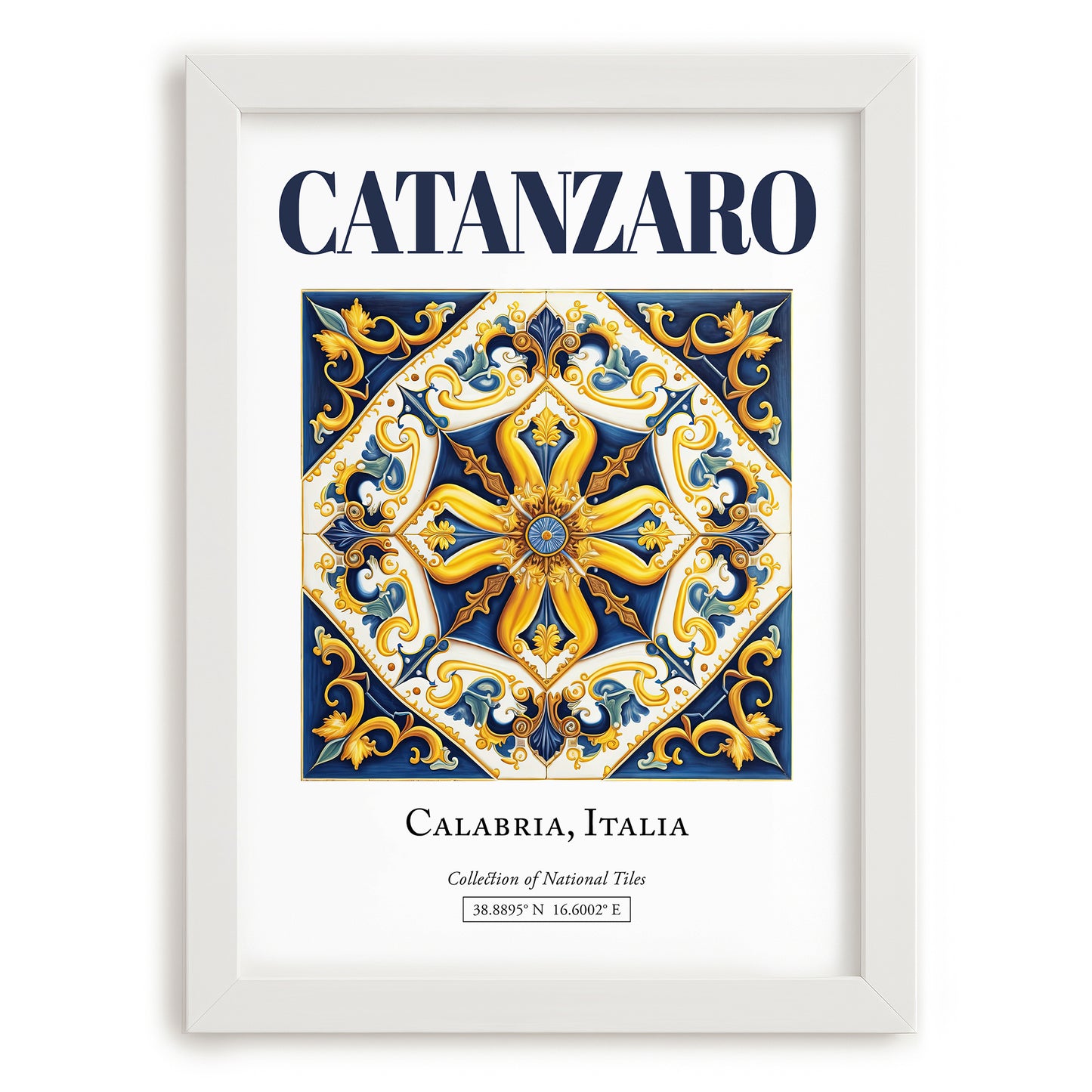 Catanzaro, Italy – Travel Wall Art, placed in minimal white frame