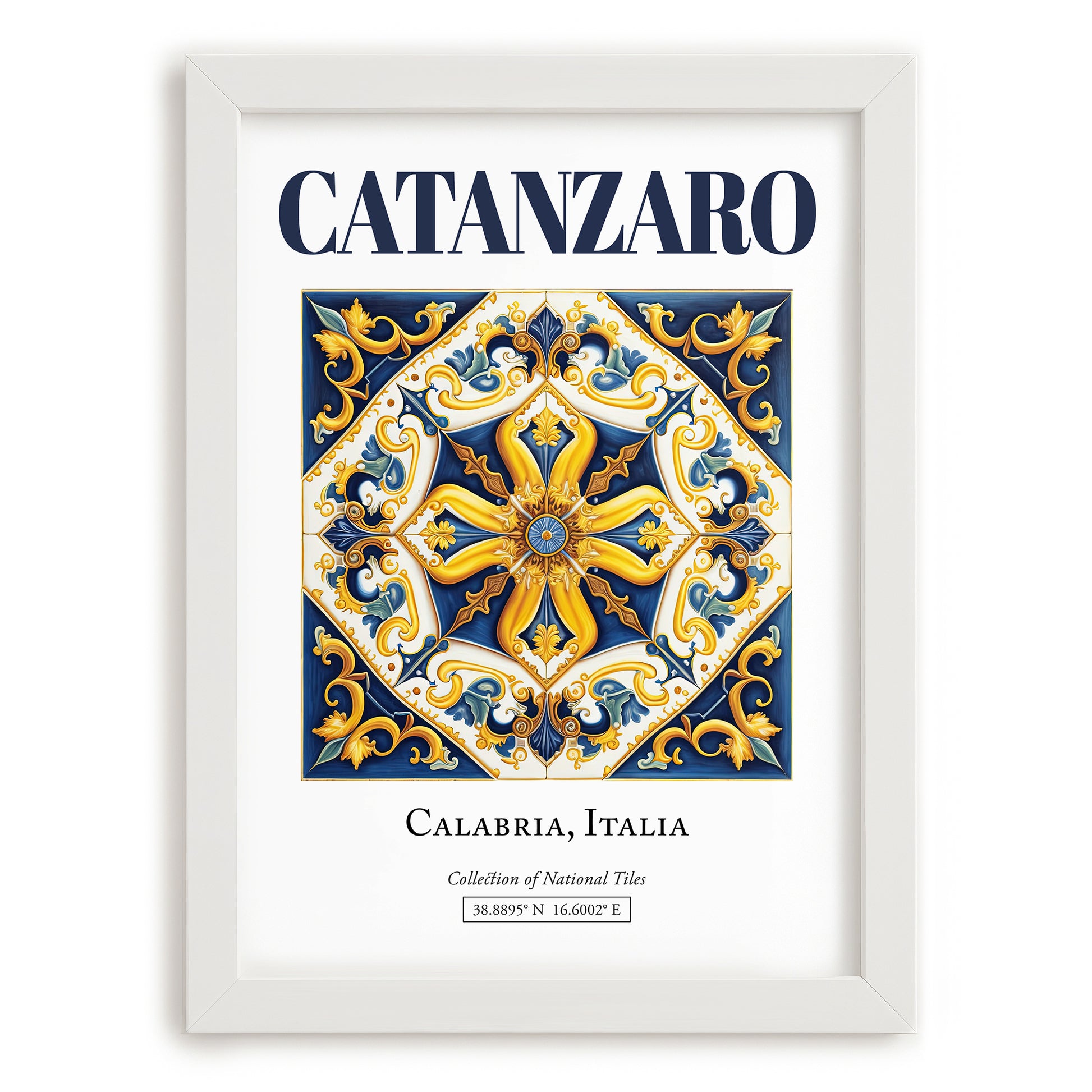 Catanzaro, Italy – Travel Wall Art, placed in minimal white frame