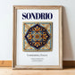Sondrio, Italy – Travel Poster, in wooden frame leaning on the floor
