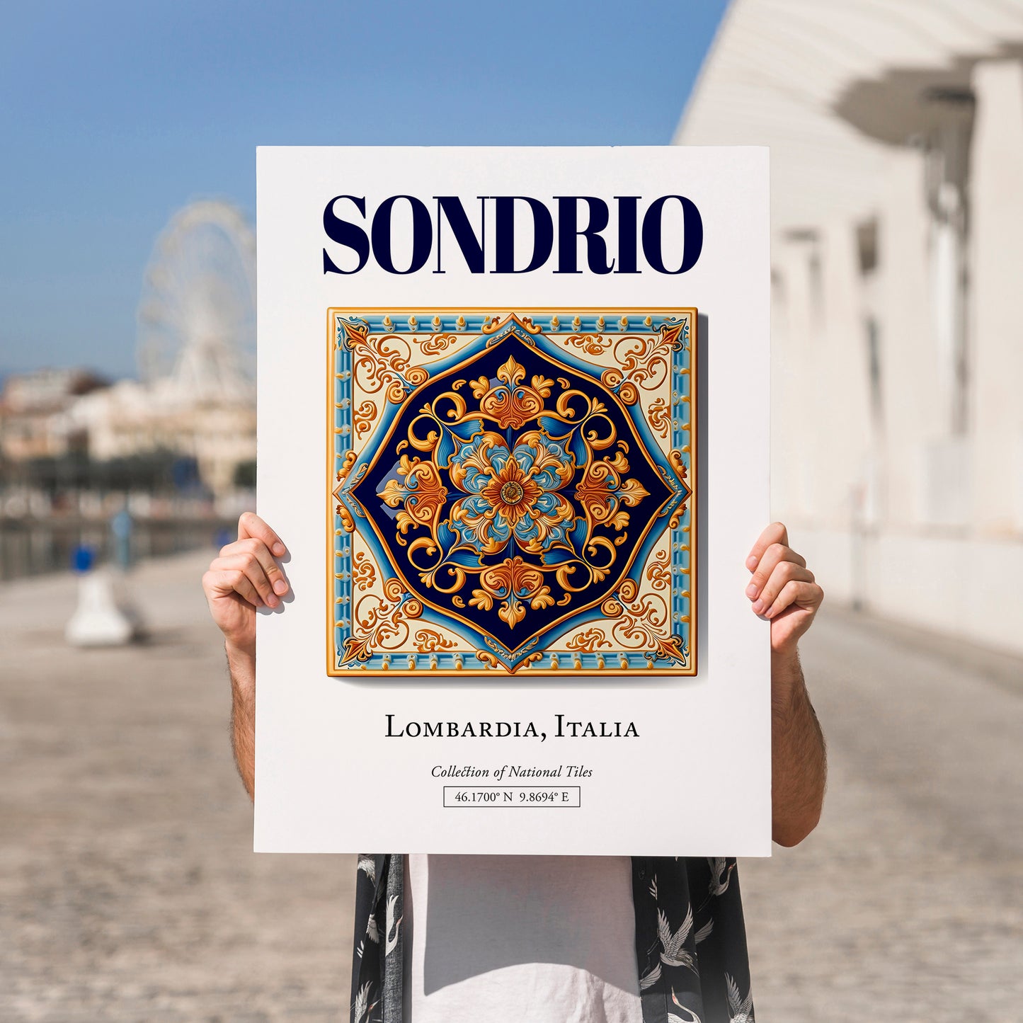 Sondrio, Italy – Travel Poster, no-text version framed in wood