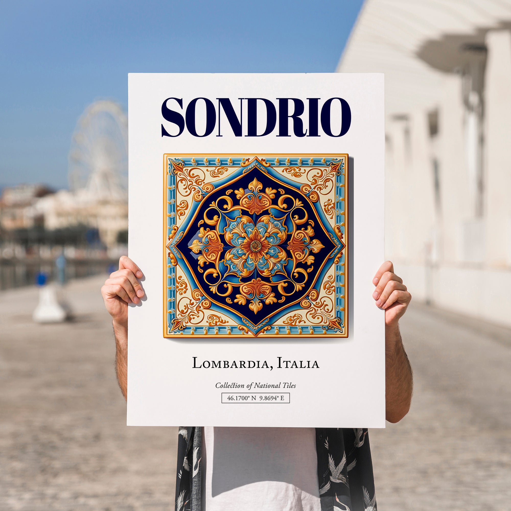 Sondrio, Italy – Travel Poster, no-text version framed in wood
