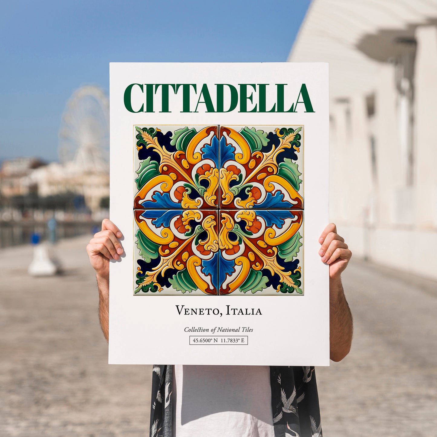 Cittadella, Italy – Retro Travel Poster, no-text version framed in wood