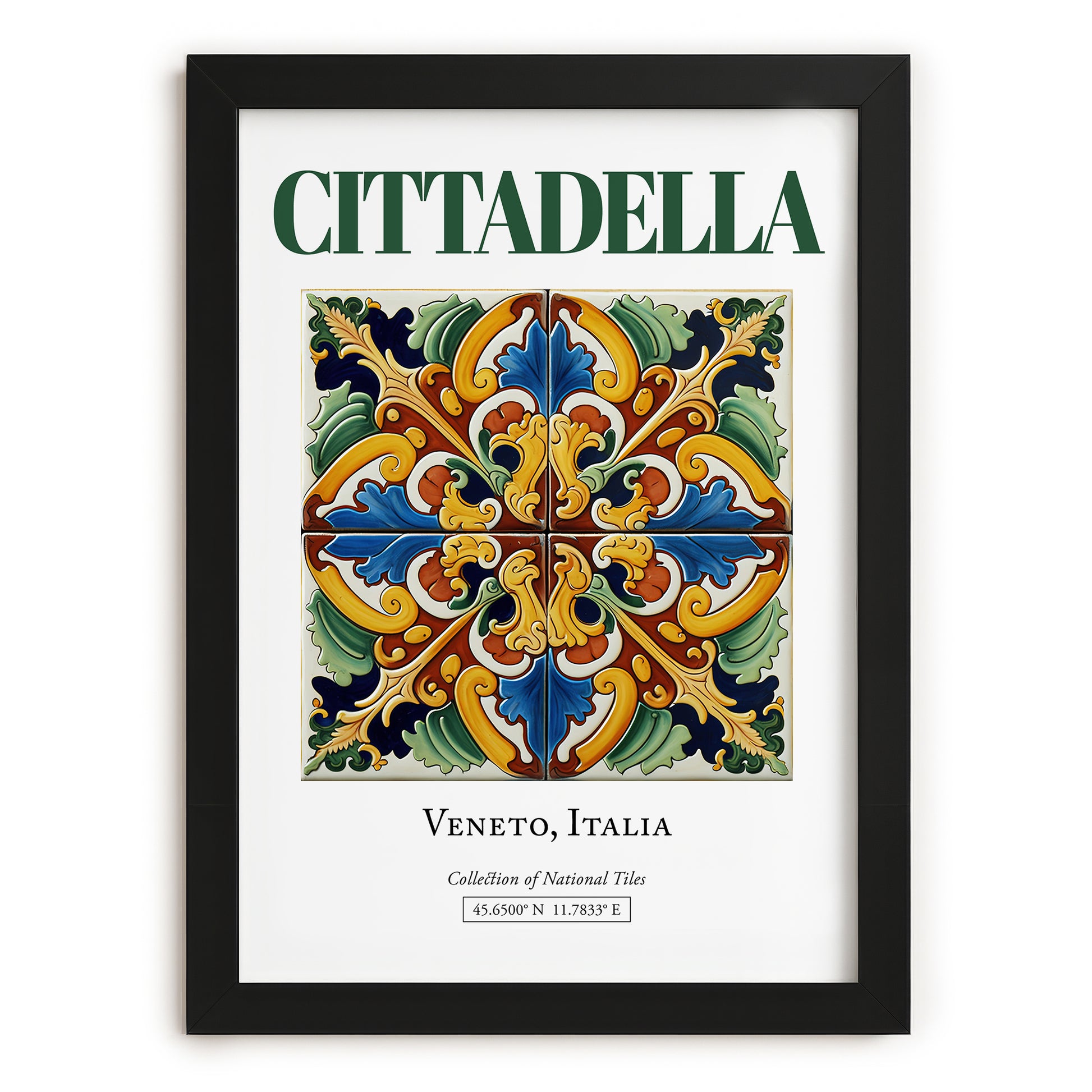 Cittadella, Italy – Retro Travel Poster, in sleek black frame