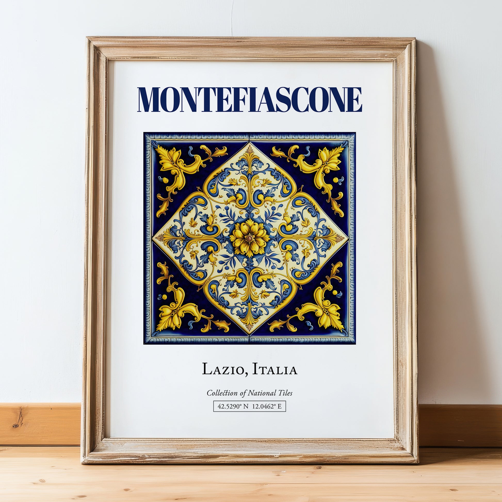 Montefiascone, Italy – Travel Wall Art, in wooden frame leaning on the floor