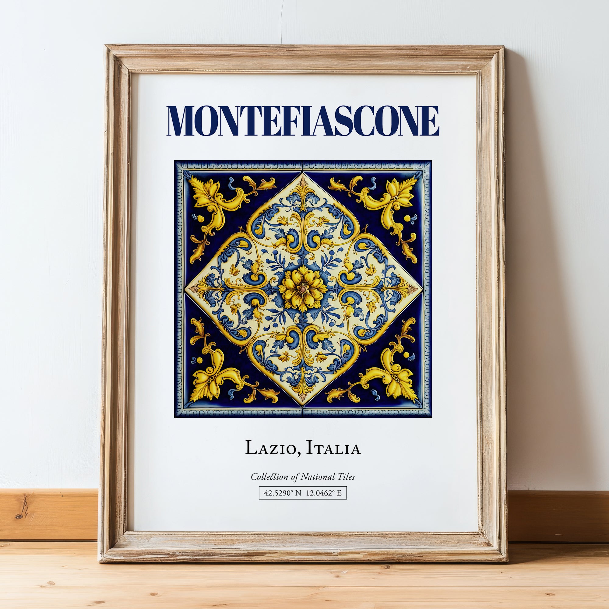 Montefiascone, Italy – Travel Wall Art, in wooden frame leaning on the floor
