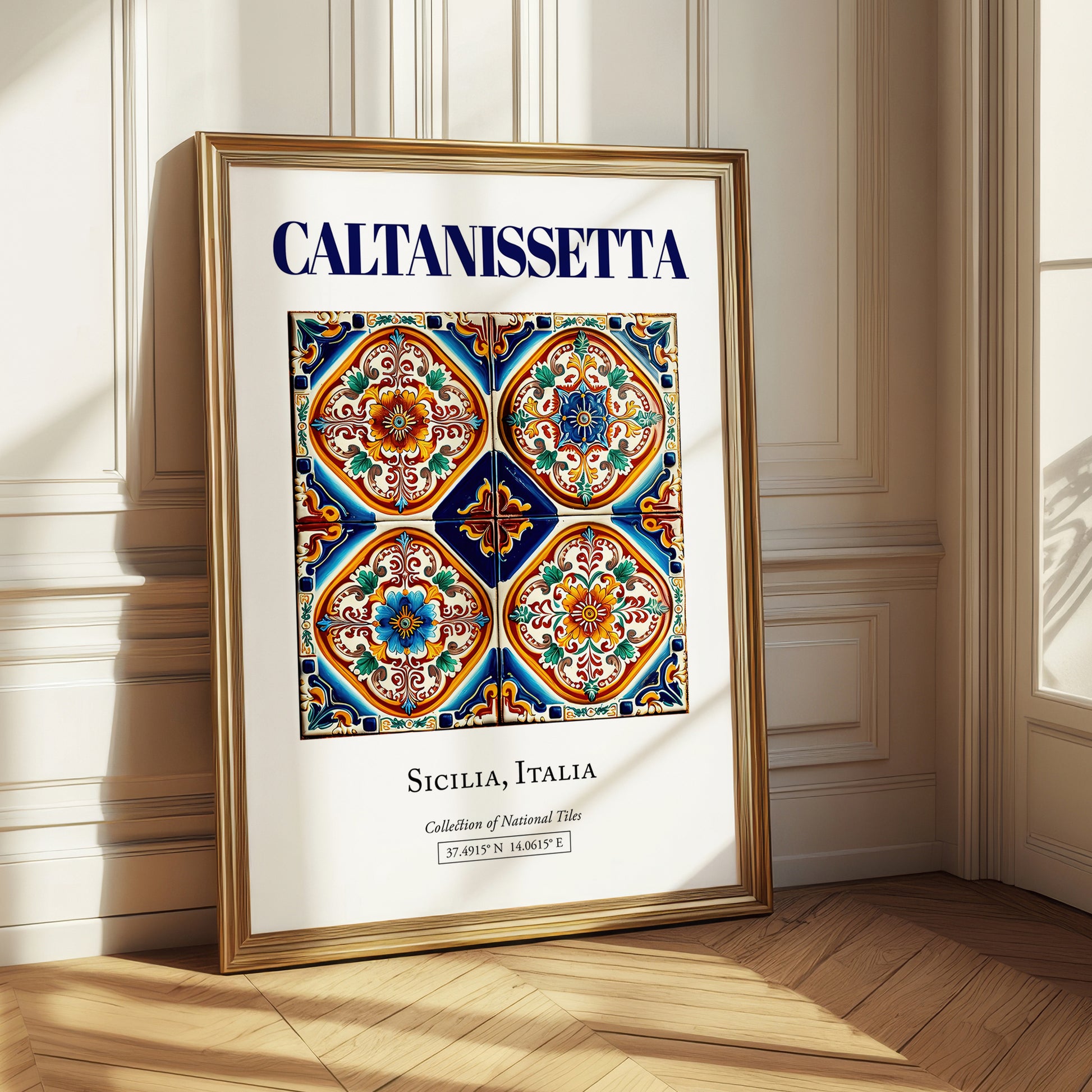 Caltanissetta, Italy – Illustrated Travel Poster, styled in a charming Paris street view