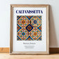Caltanissetta, Italy – Illustrated Travel Poster, in wooden frame leaning on the floor