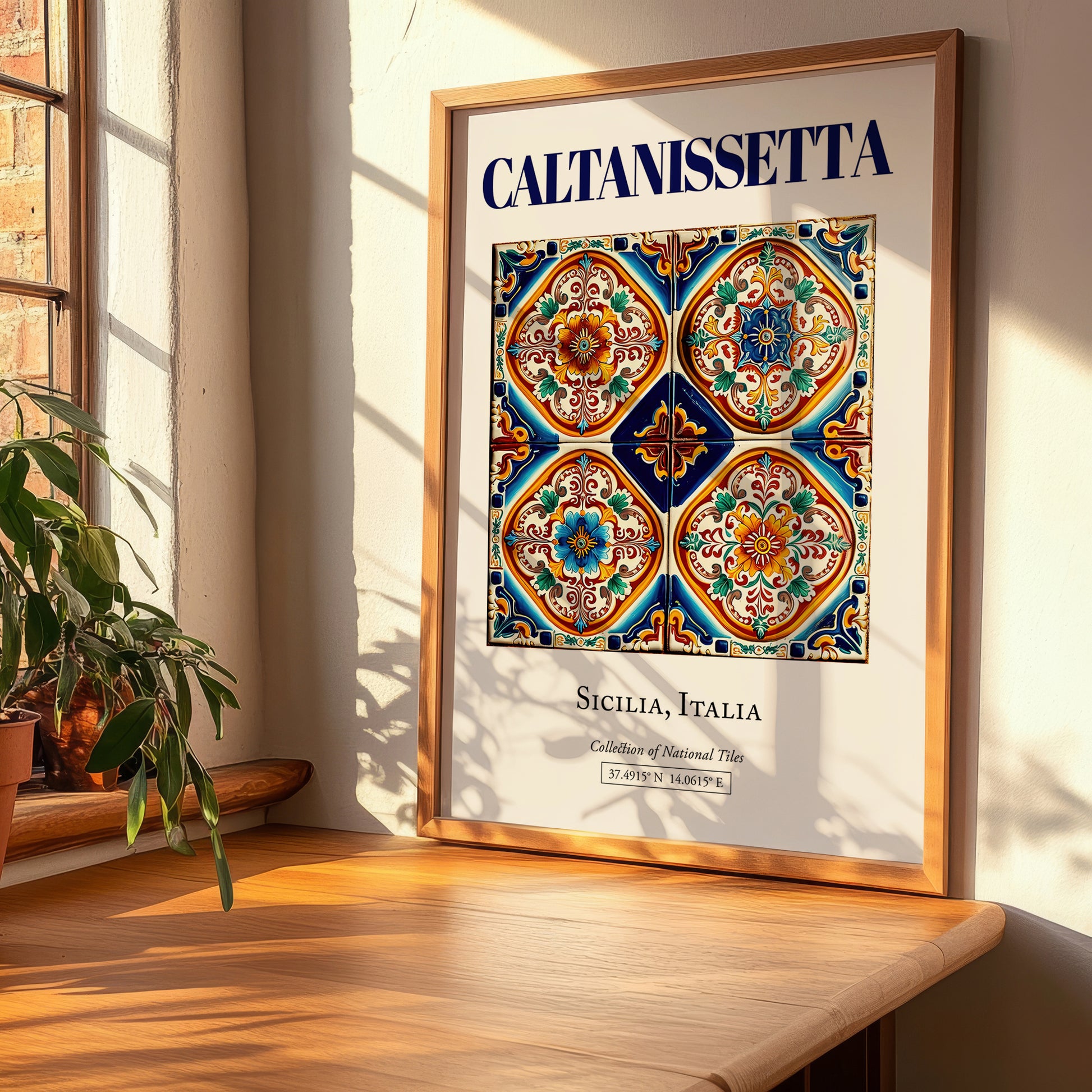 Caltanissetta, Italy – Illustrated Travel Poster, clean layout with no caption