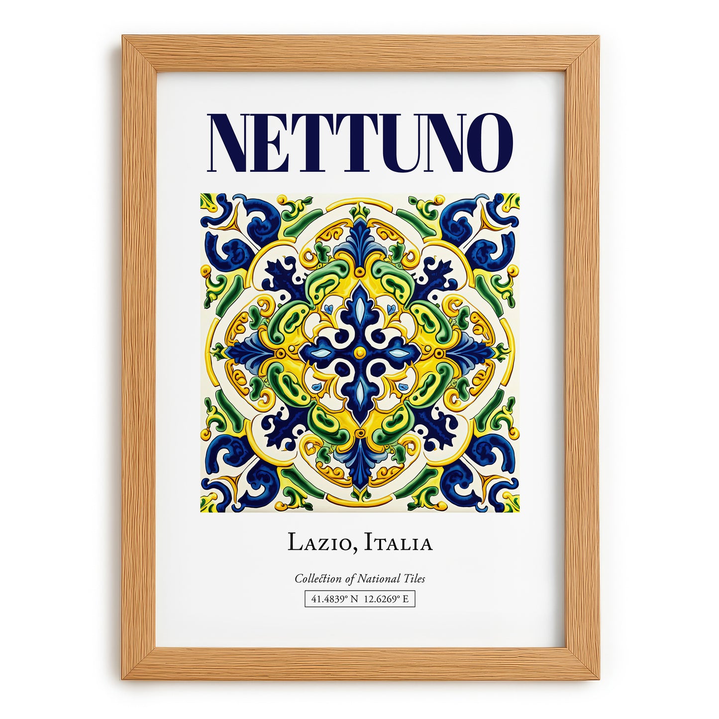 Nettuno, Italy – World Heritage Travel Poster, set in oak frame