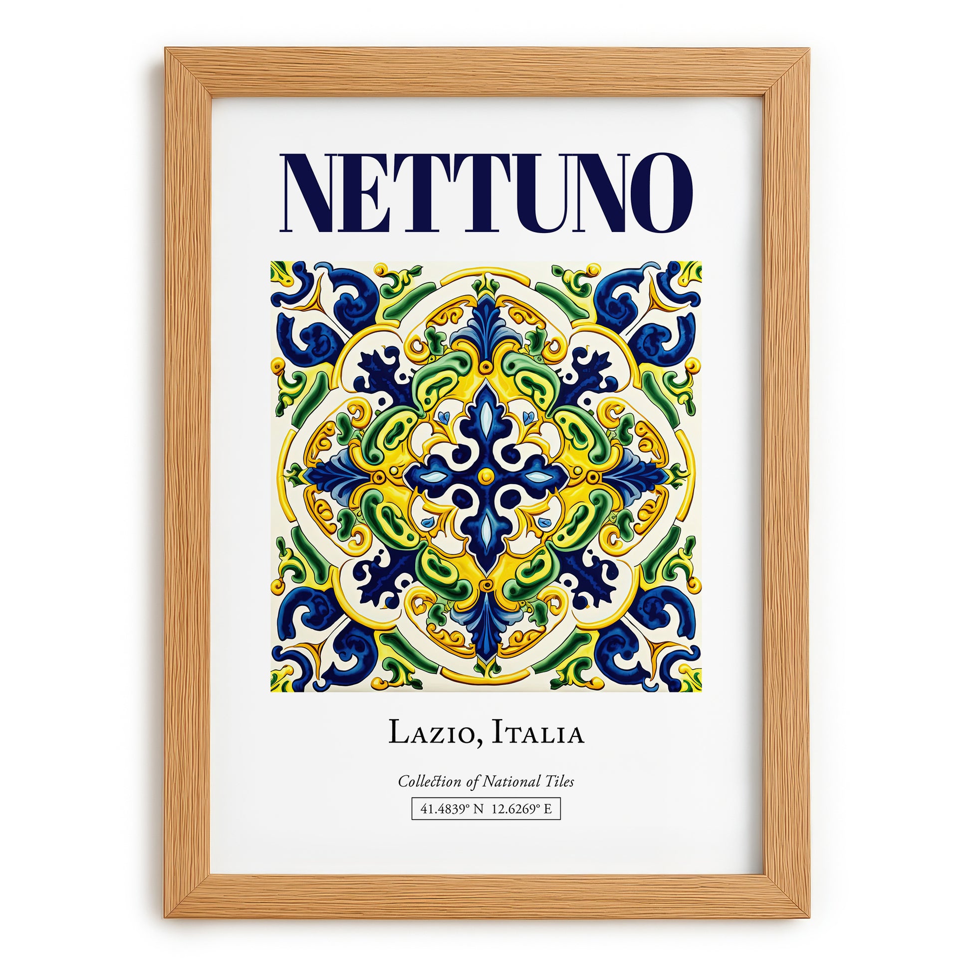 Nettuno, Italy – World Heritage Travel Poster, set in oak frame