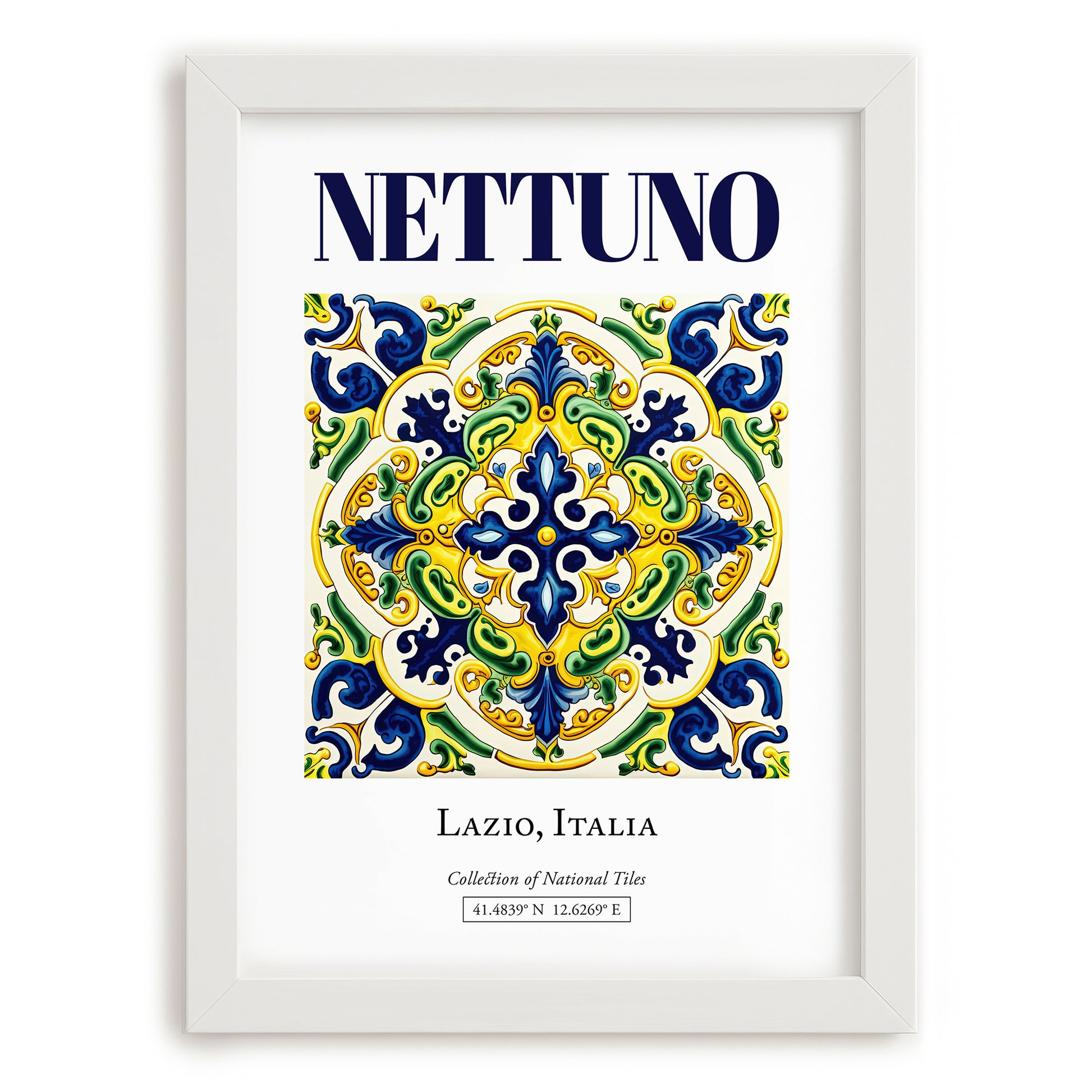 Nettuno, Italy – World Heritage Travel Poster, placed in minimal white frame