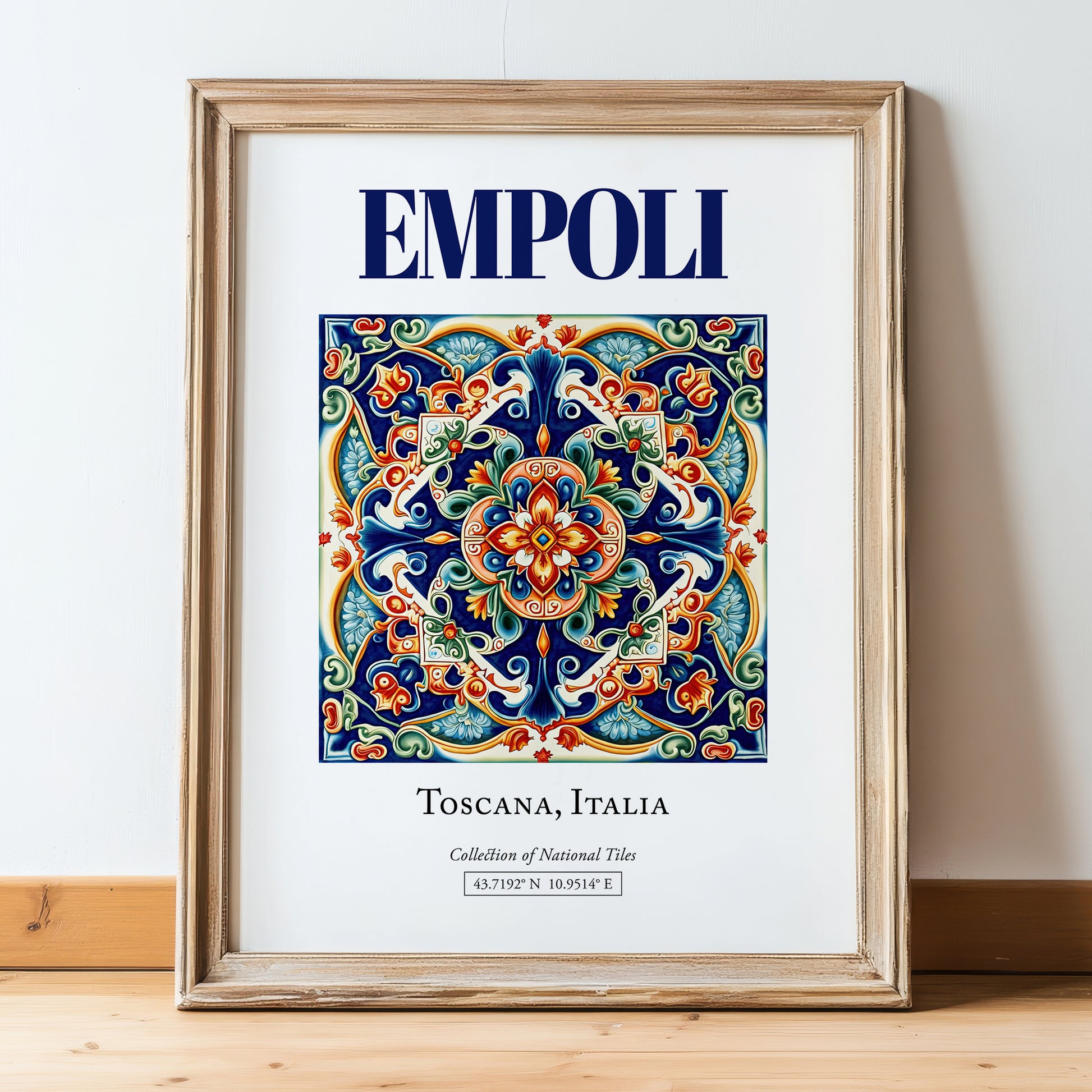 Empoli, Italy – Travel Print, in wooden frame leaning on the floor