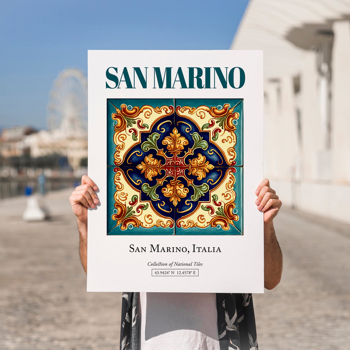 San Marino, Italy – Country Culture Poster, no-text version framed in wood