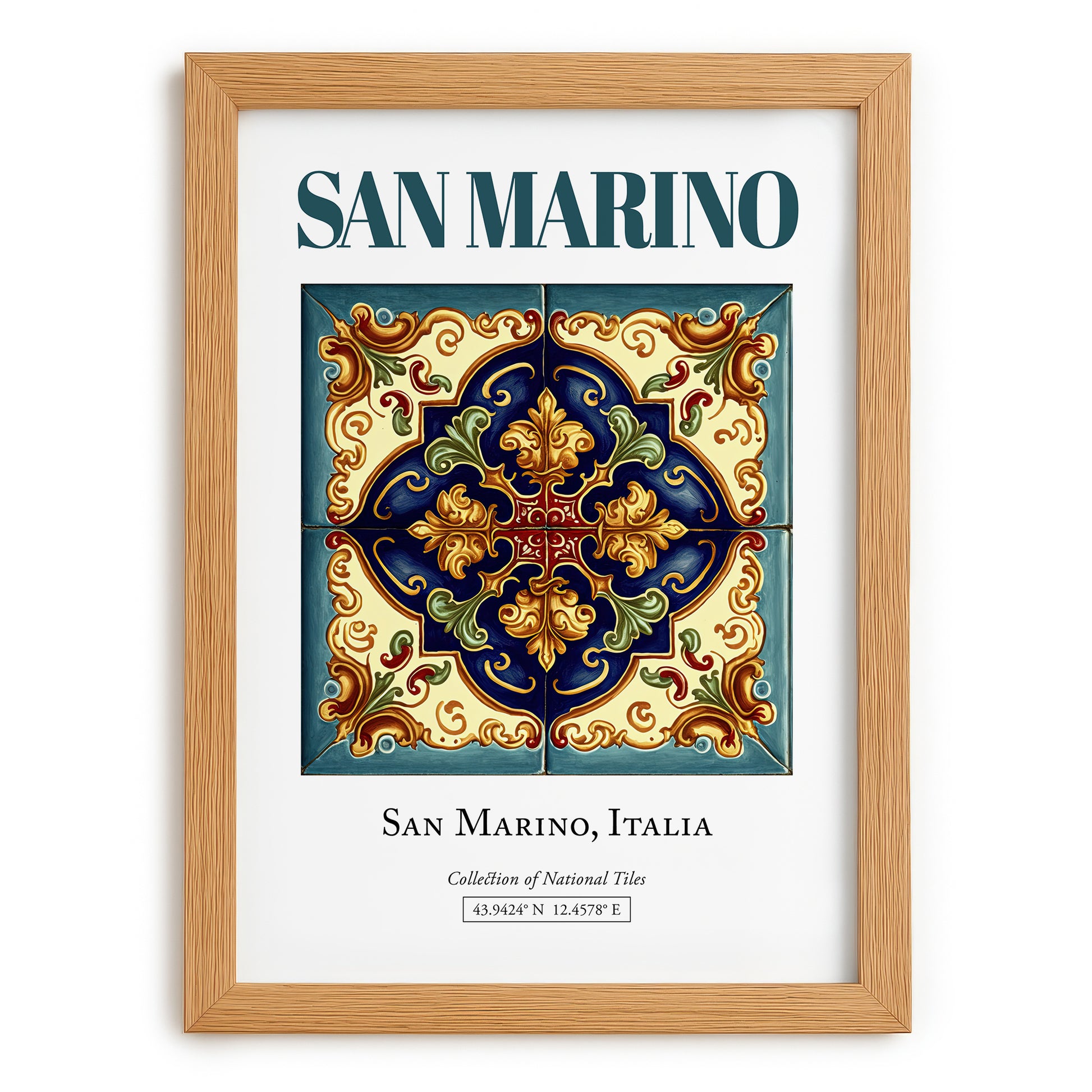 San Marino, Italy – Country Culture Poster, set in oak frame