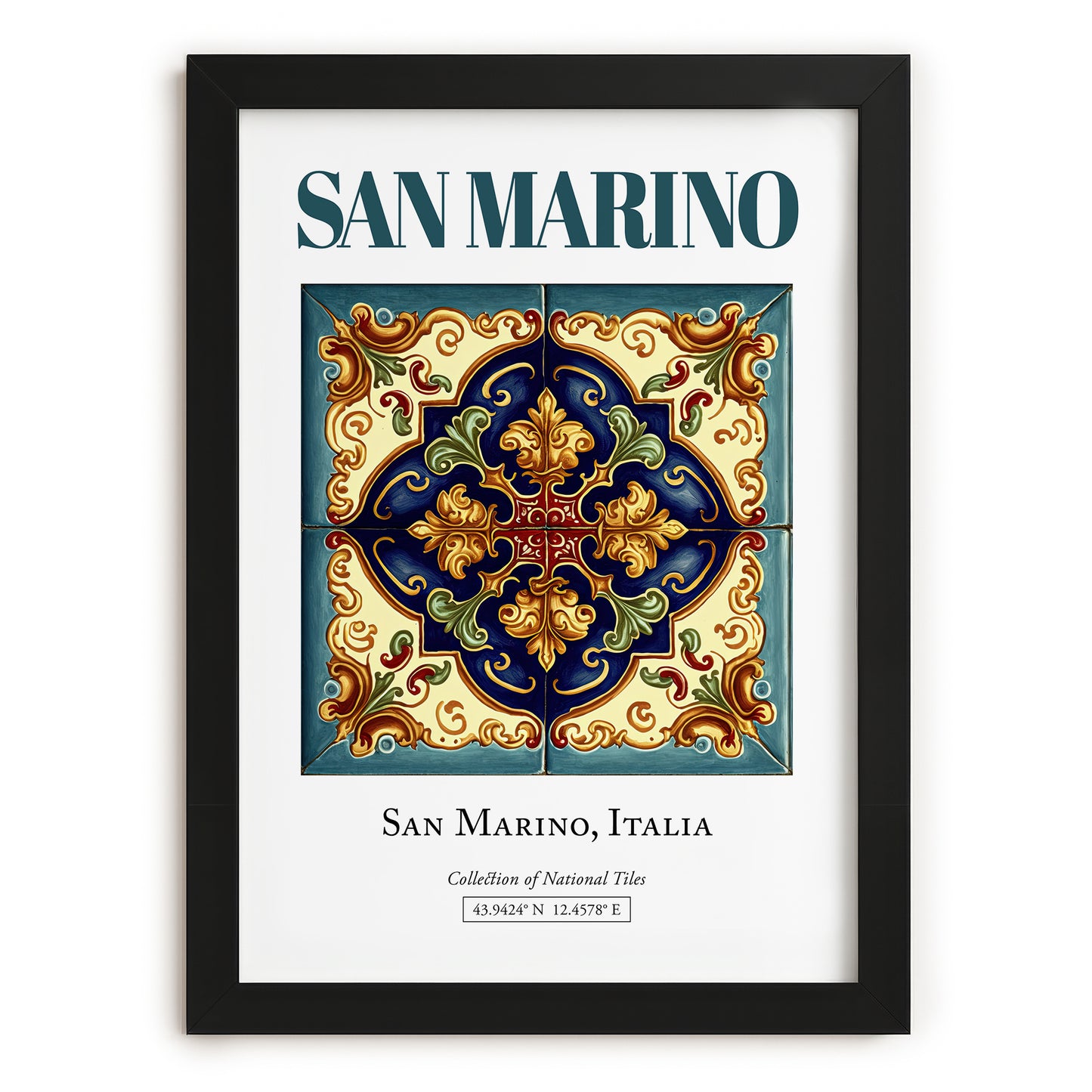 San Marino, Italy – Country Culture Poster, in sleek black frame