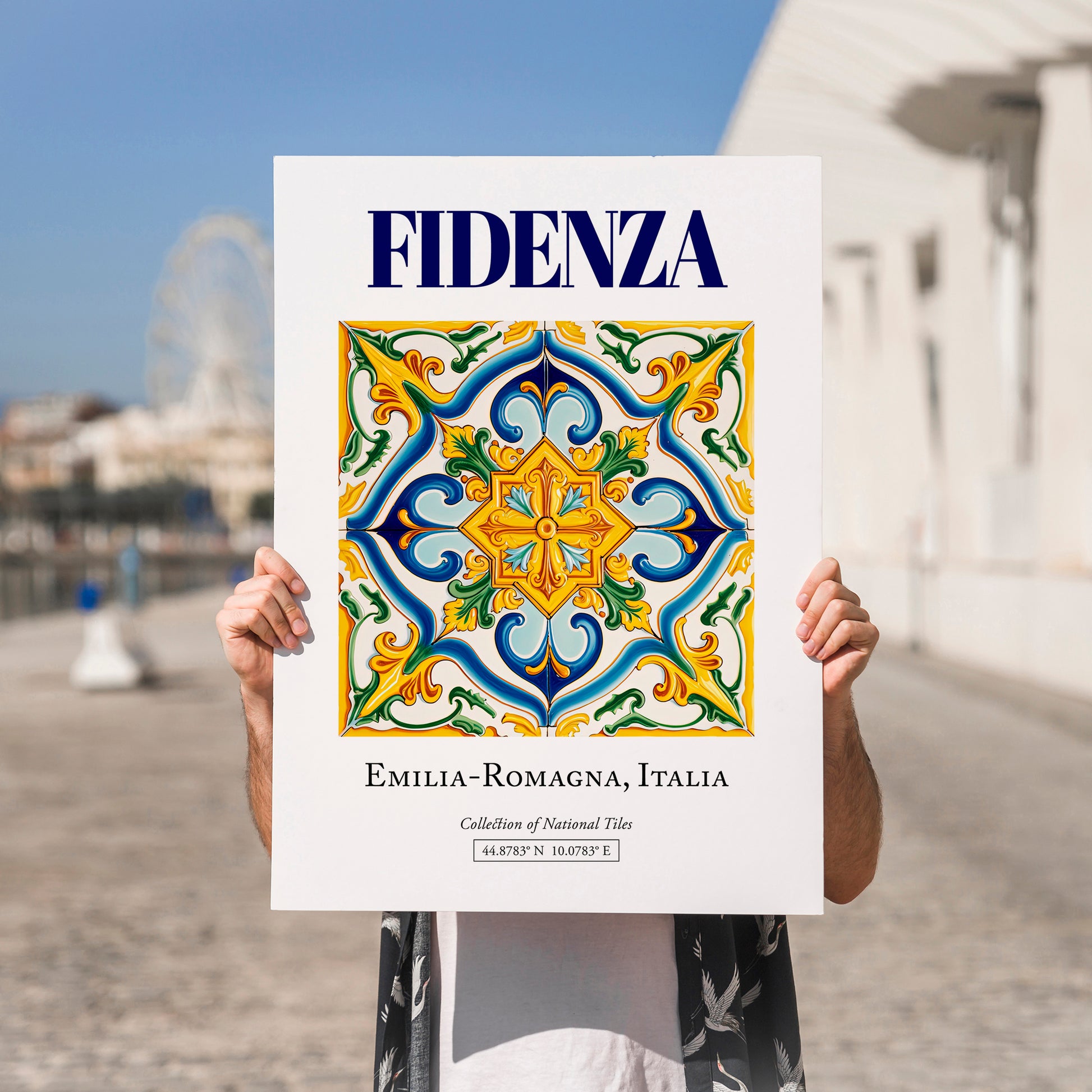 Fidenza, Italy – Travel Print, no-text version framed in wood