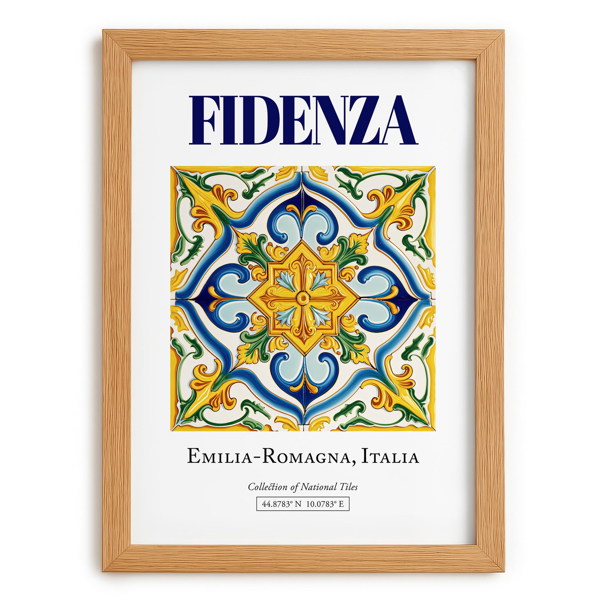 Fidenza, Italy – Travel Print, set in oak frame