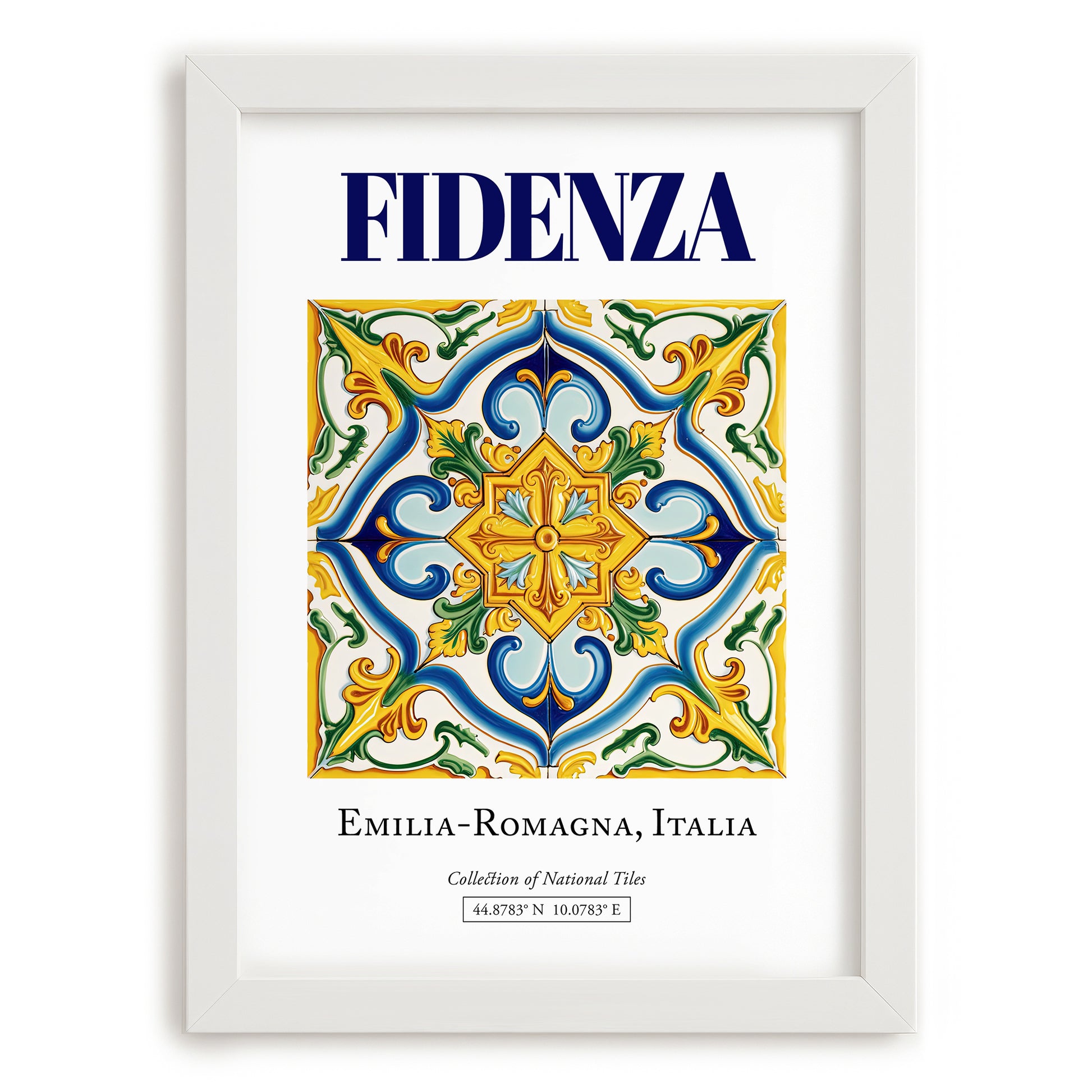 Fidenza, Italy – Travel Print, placed in minimal white frame
