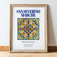 San Severino Marche, Italy – Illustrated Travel Poster, in wooden frame leaning on the floor