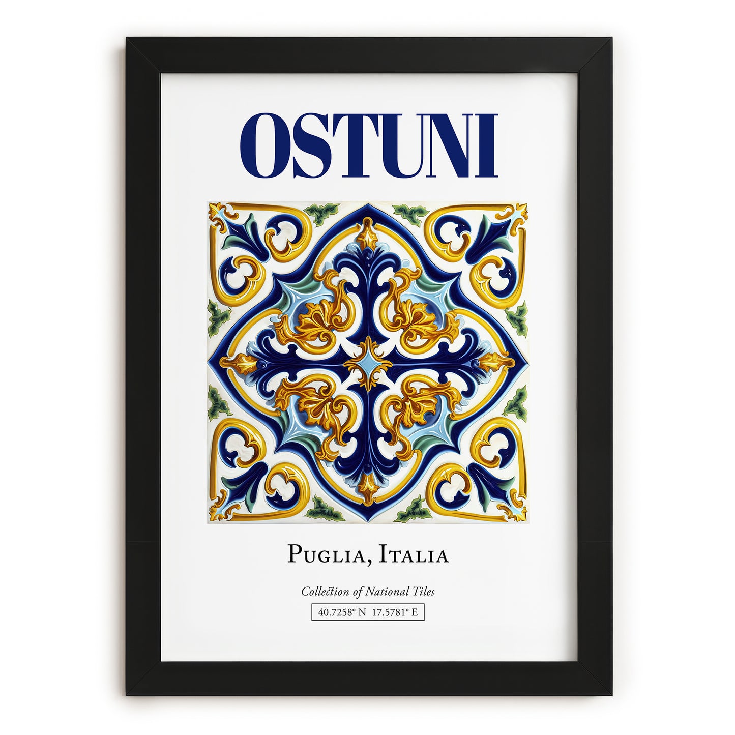 Ostuni, Italy – Travel Wall Decor, in sleek black frame
