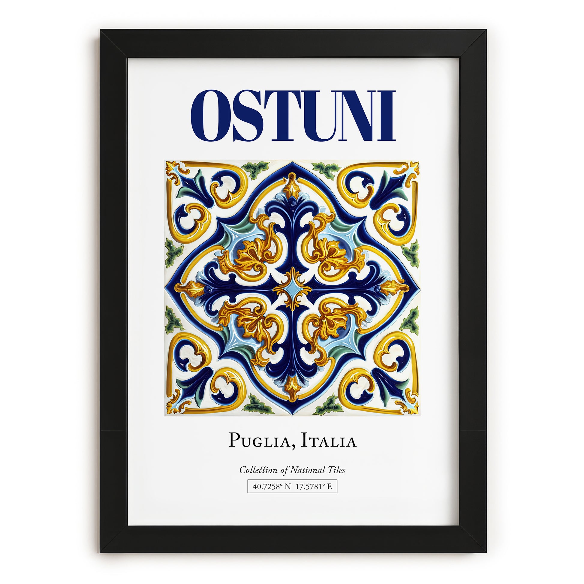 Ostuni, Italy – Travel Wall Decor, in sleek black frame