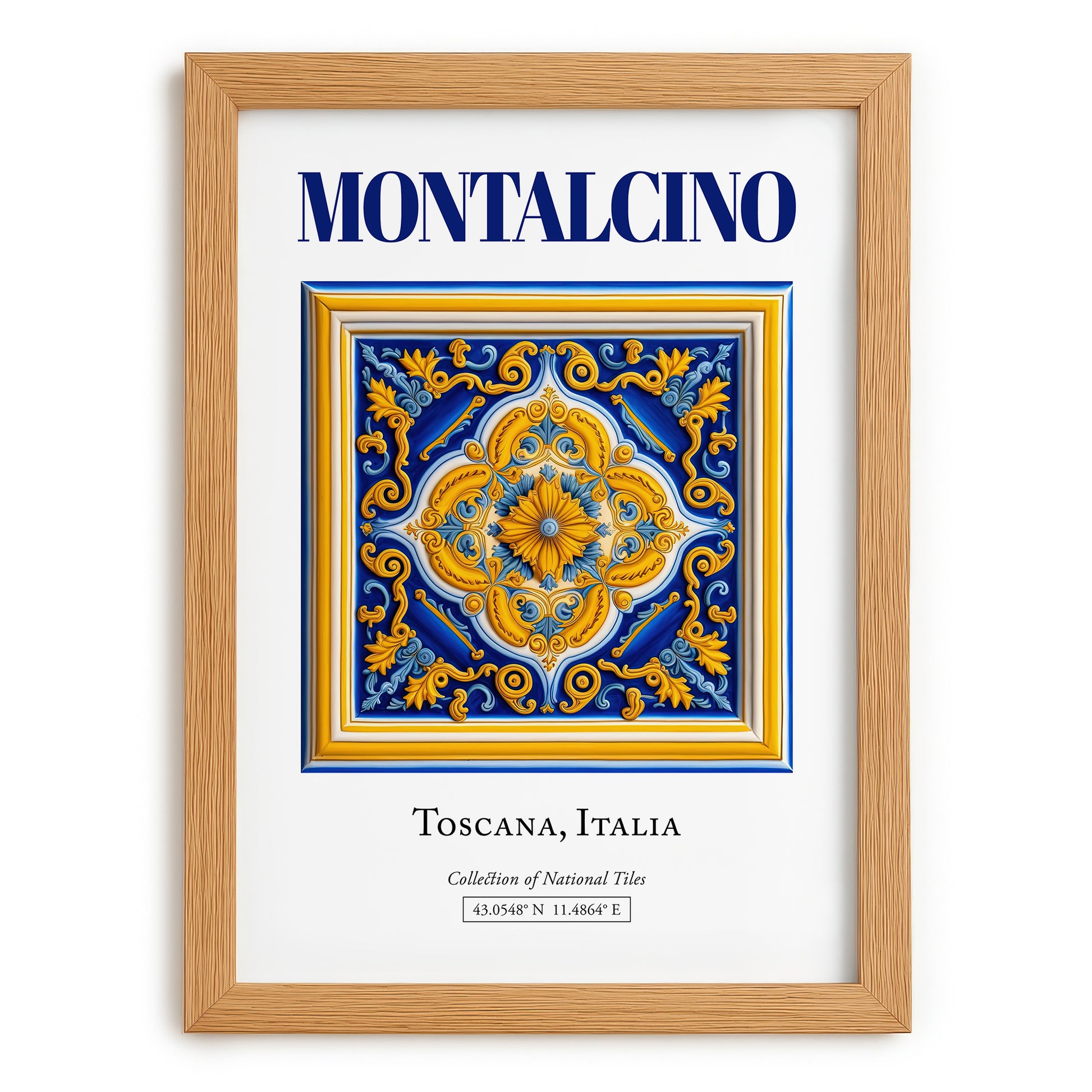 Montalcino, Italy – Travel Wall Art, set in oak frame