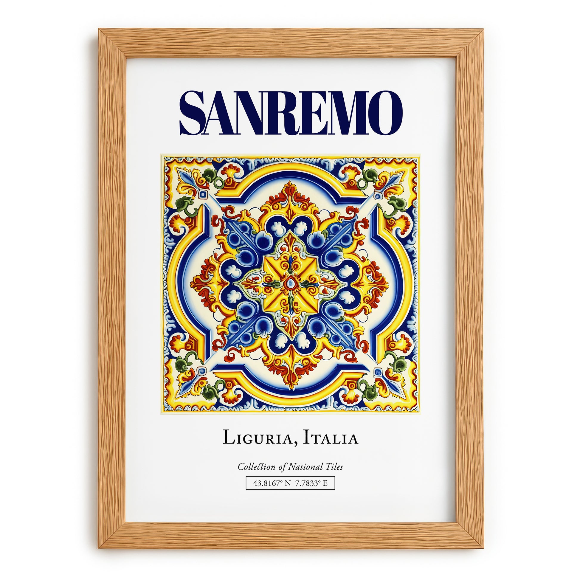 Sanremo, Italy – Travel Wall Art, set in oak frame