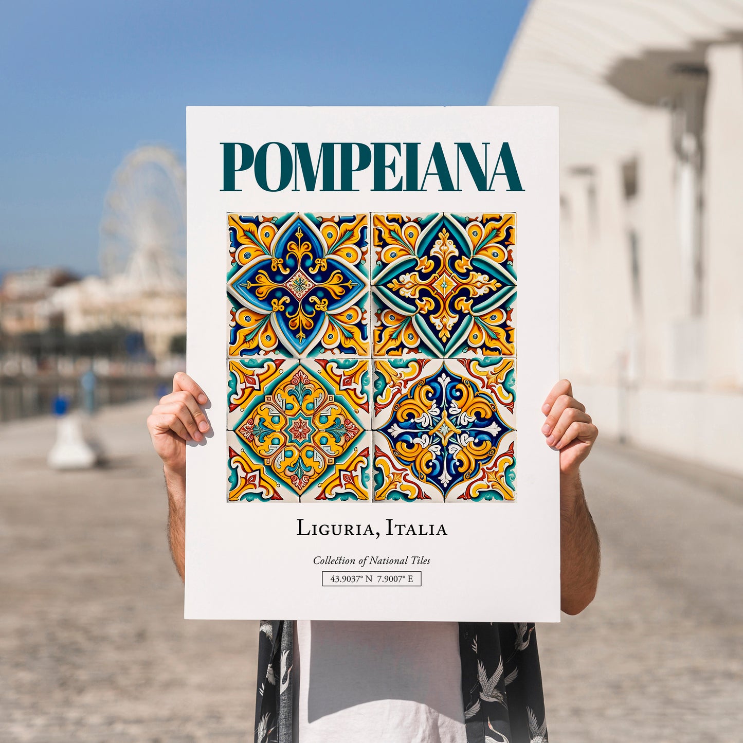 Pompeiana, Italy – Travel Print, no-text version framed in wood