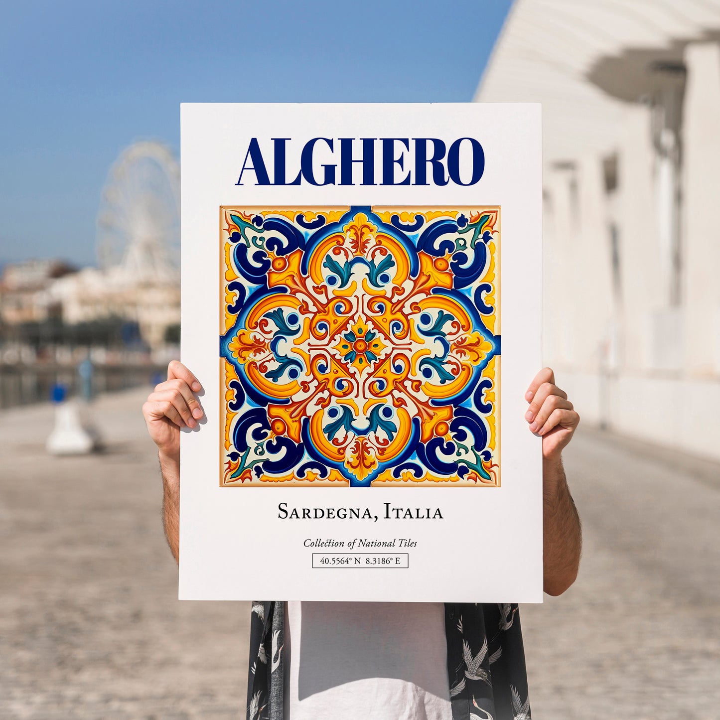 Alghero, Italy – Travel Poster, no-text version framed in wood