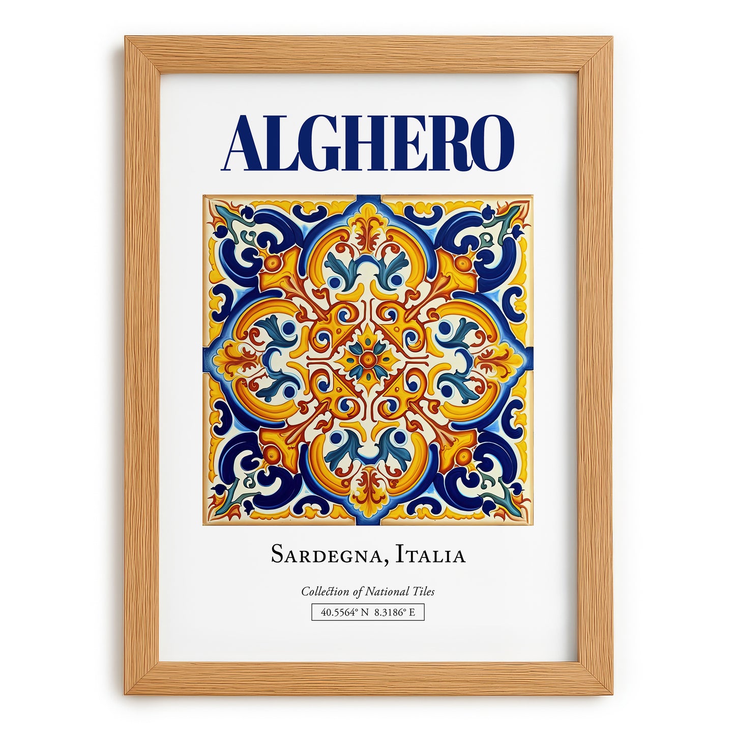 Alghero, Italy – Travel Poster, set in oak frame