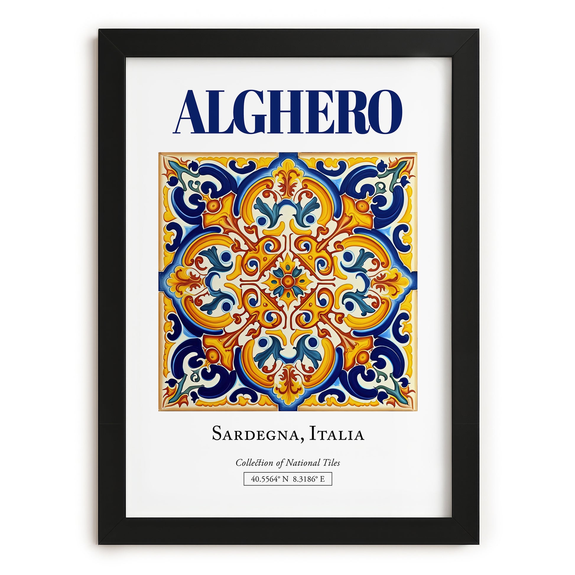 Alghero, Italy – Travel Poster, in sleek black frame