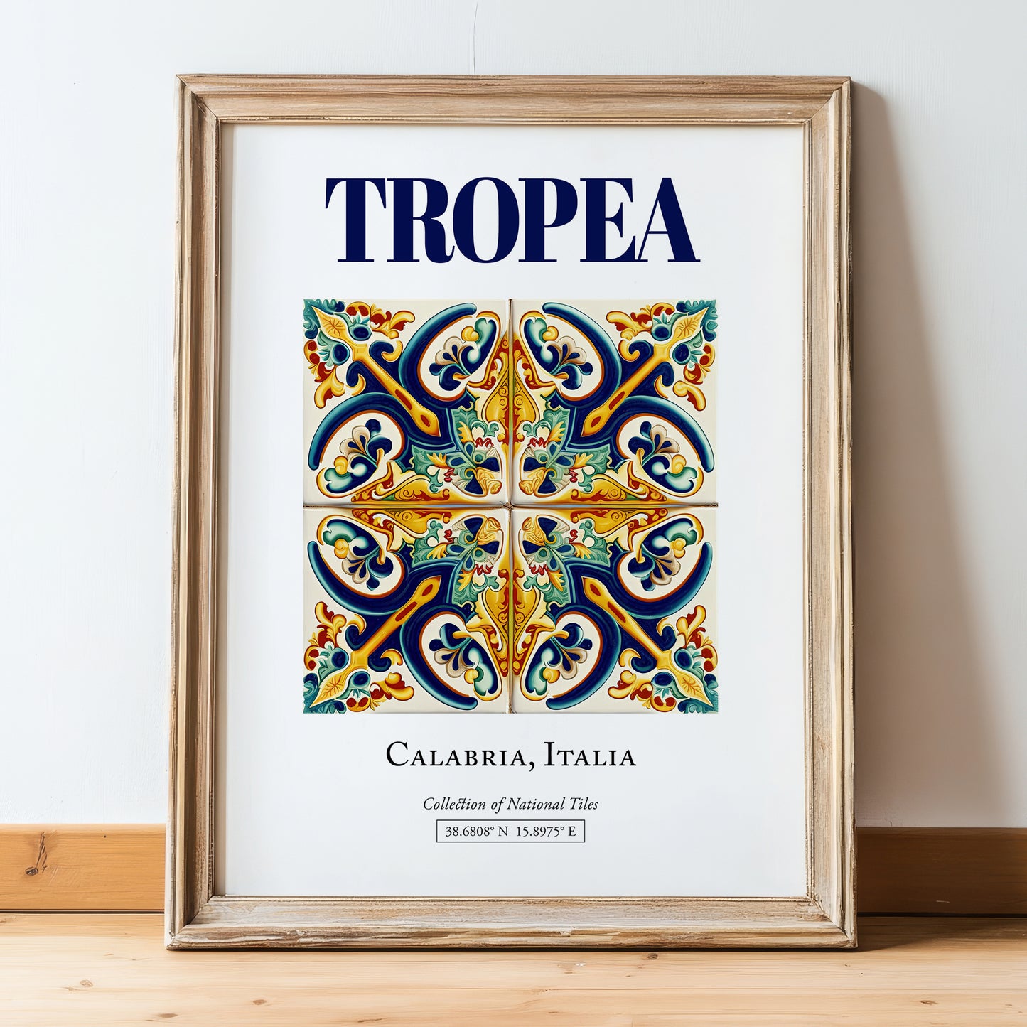 Tropea, Italy – Travel Wall Art, in wooden frame leaning on the floor