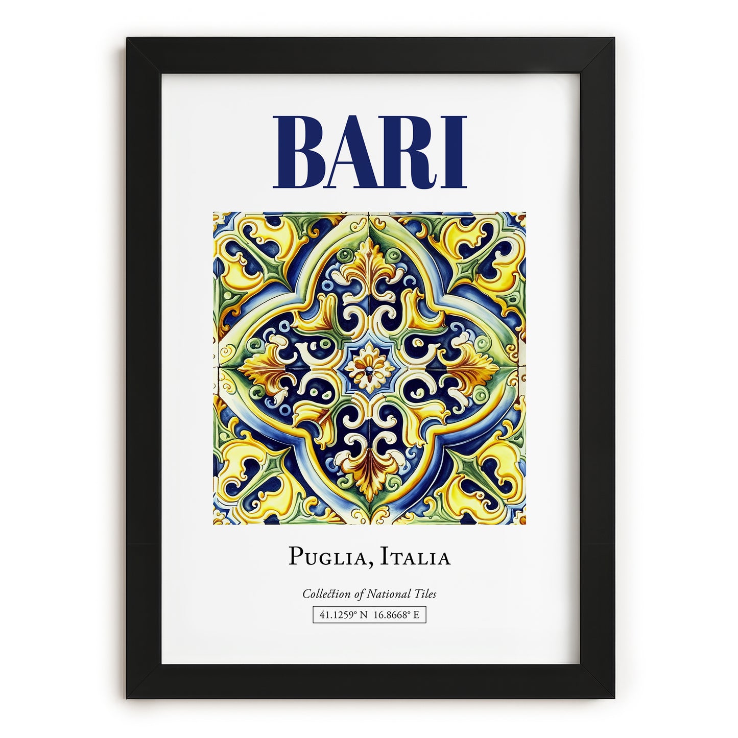 Bari, Italy – Travel Wall Art, in sleek black frame