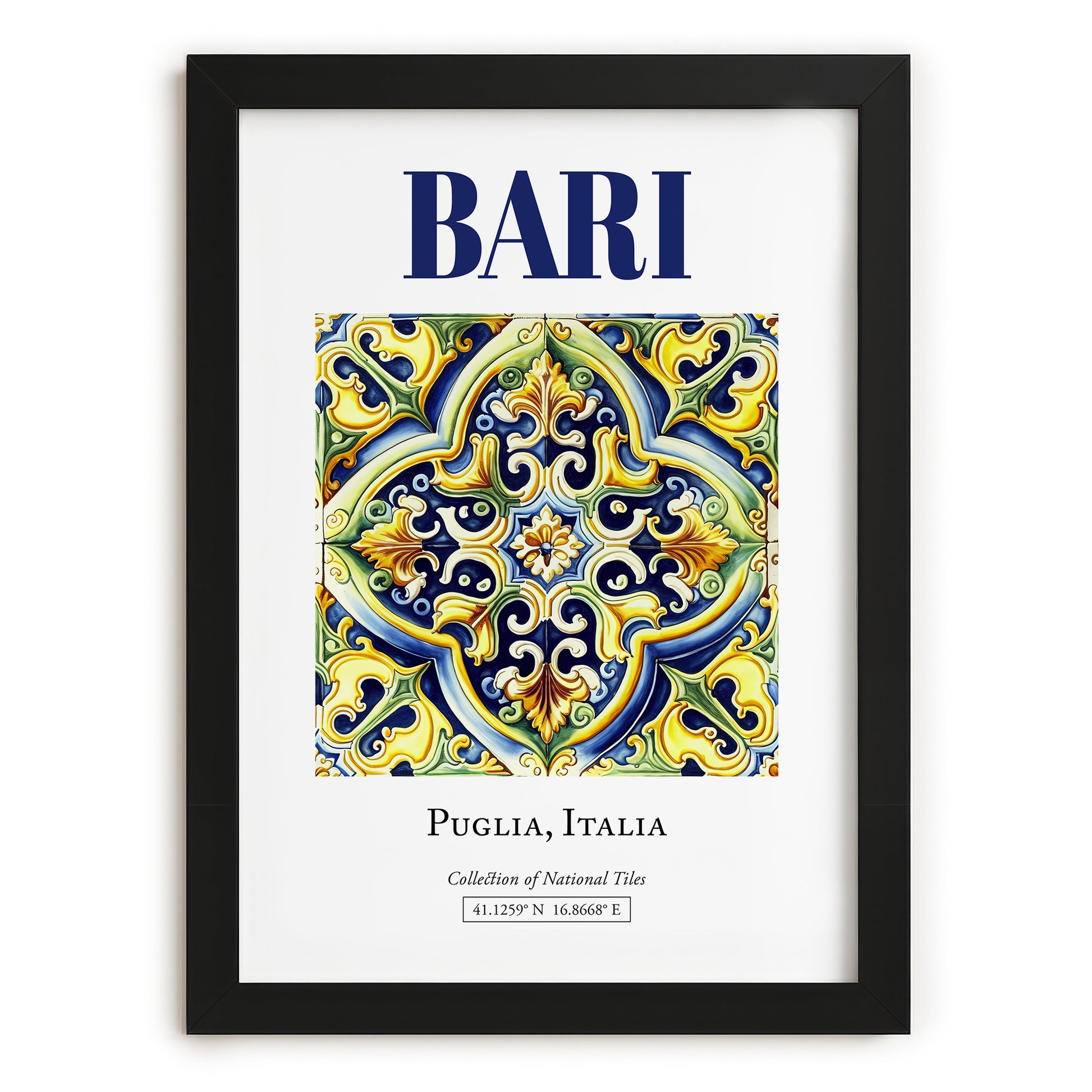 Bari, Italy – Travel Wall Art, in sleek black frame