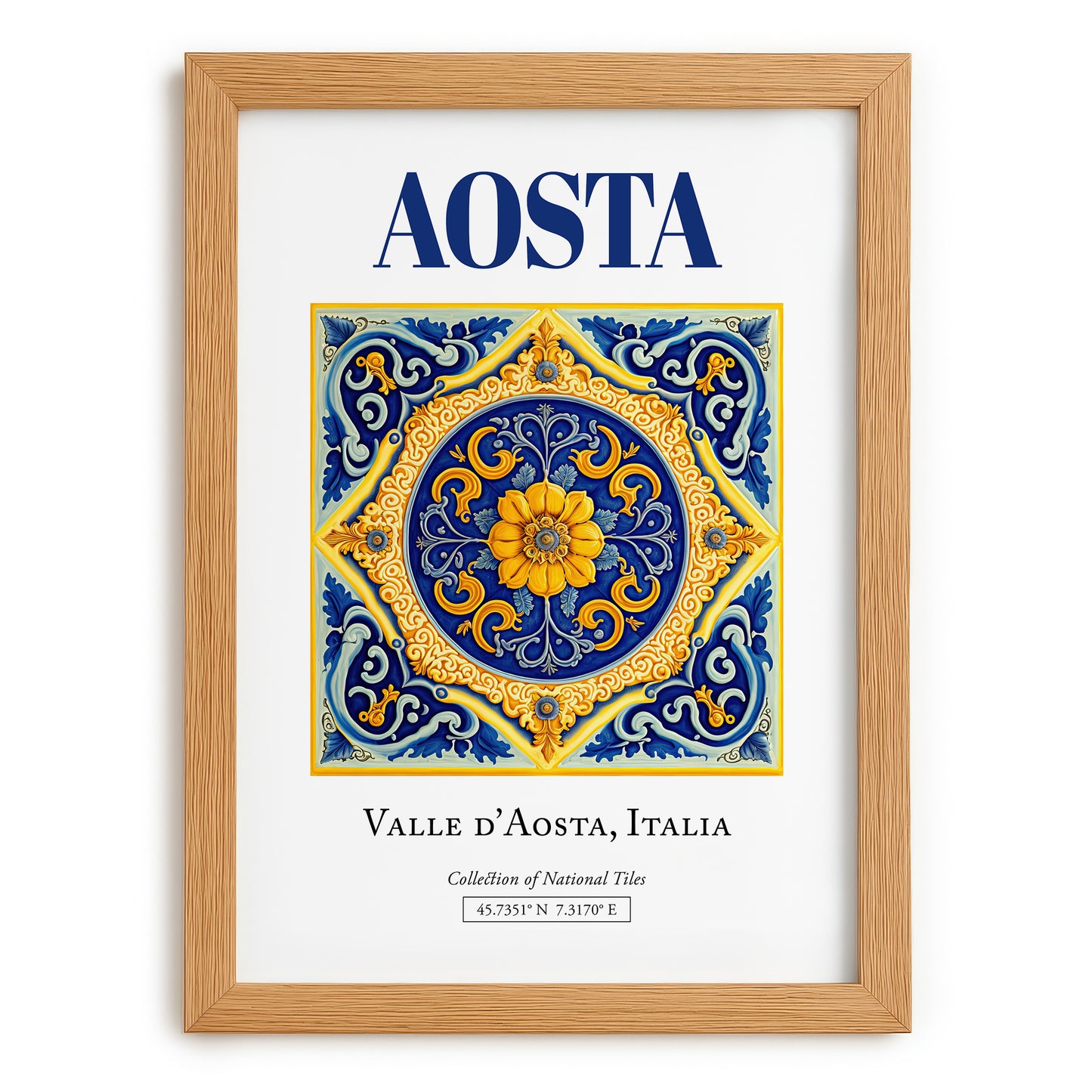 Aosta, Italy – Travel Poster, set in oak frame