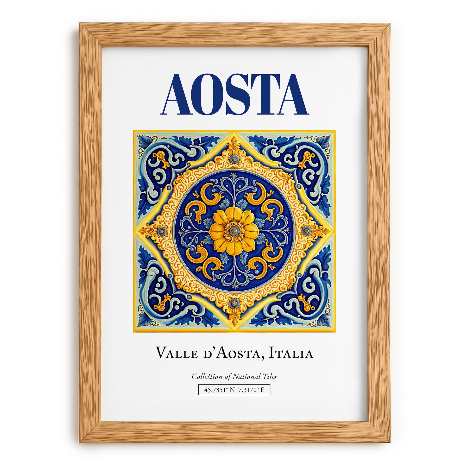 Aosta, Italy – Travel Poster, set in oak frame