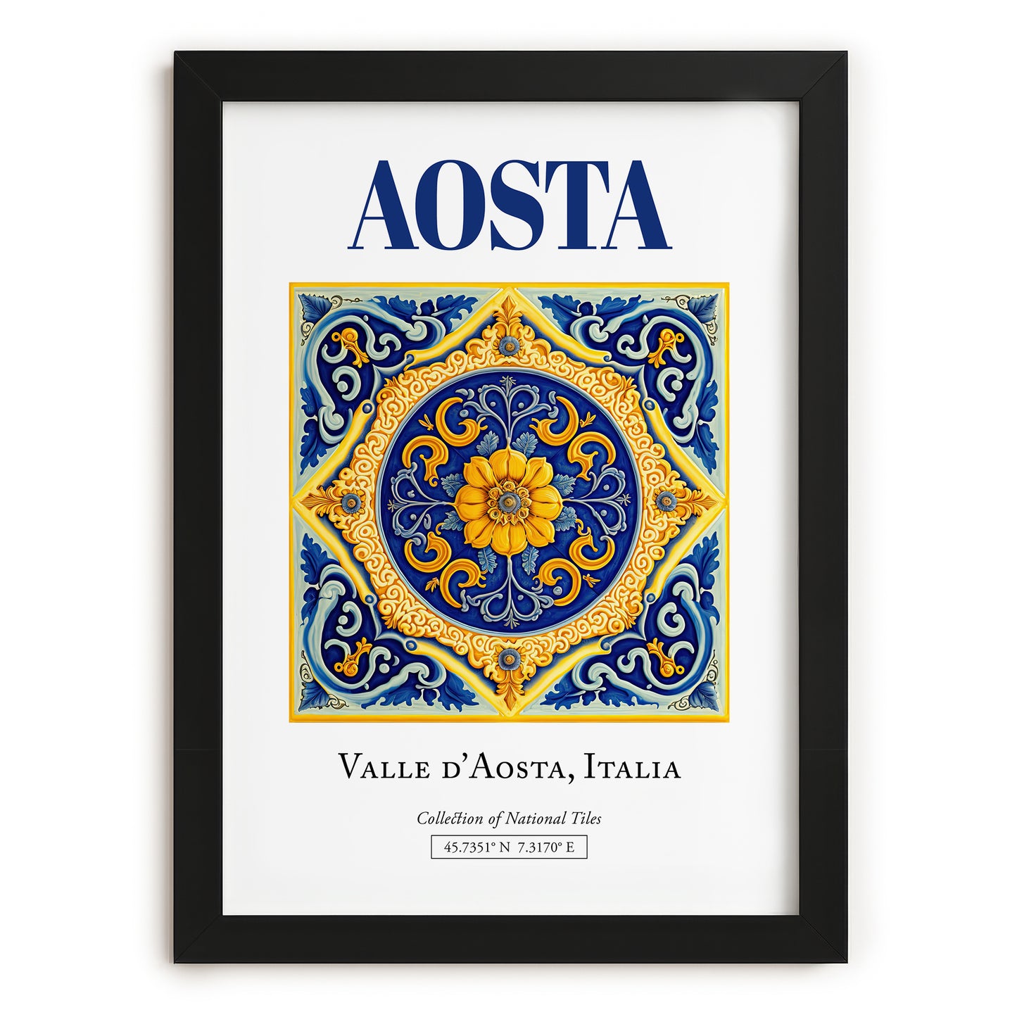 Aosta, Italy – Travel Poster, in sleek black frame
