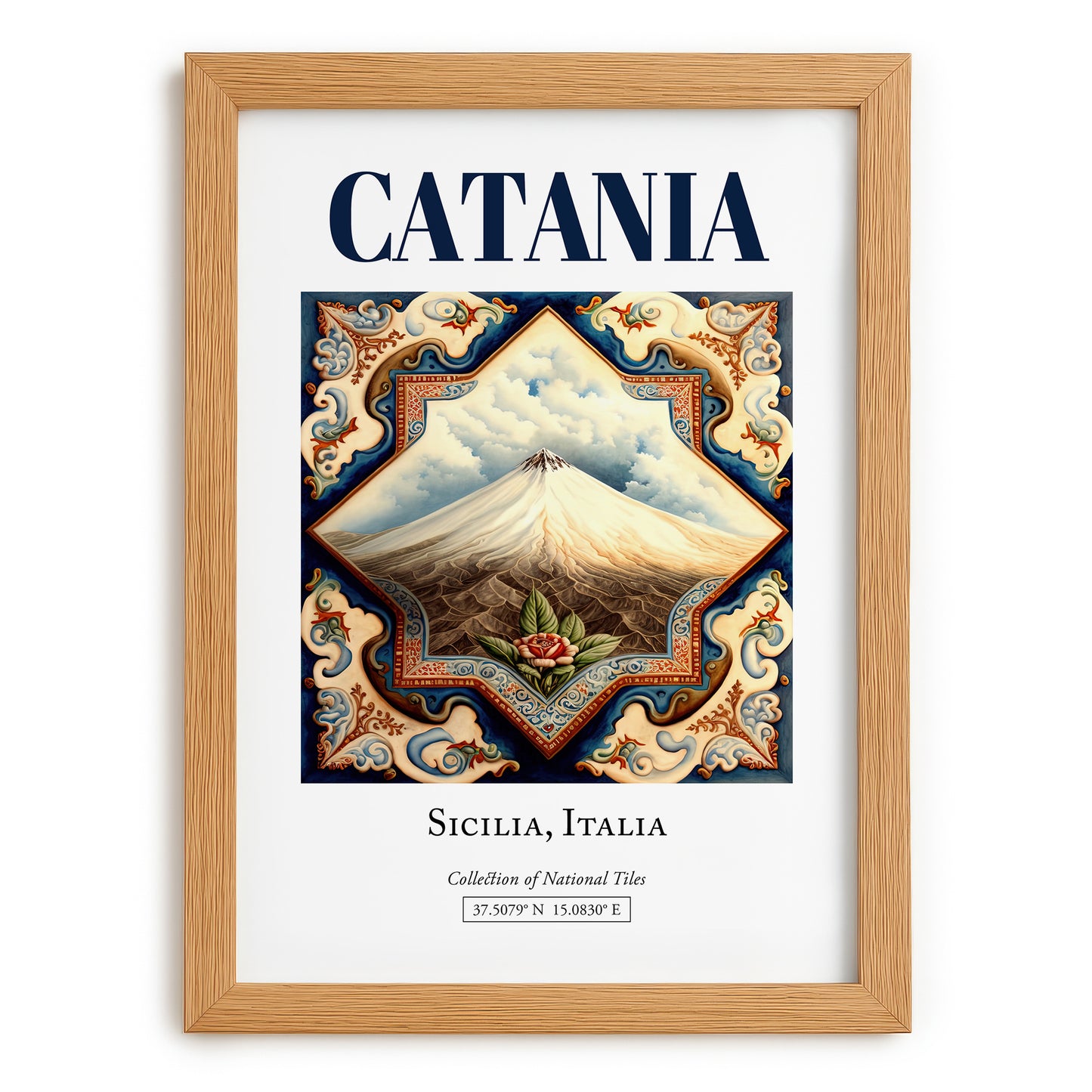 Catania, Italy – Travel Print, set in oak frame
