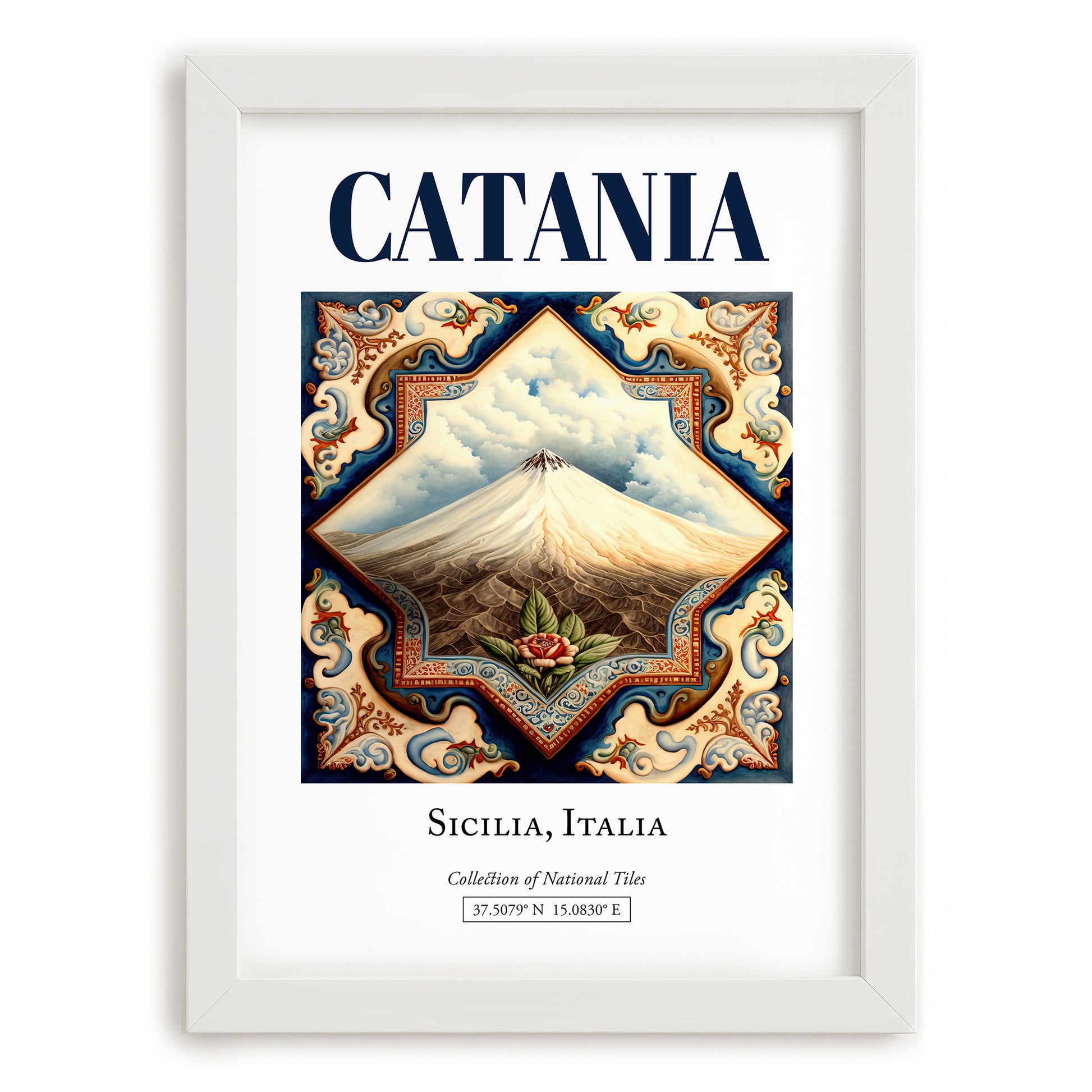 Catania, Italy – Travel Print, placed in minimal white frame