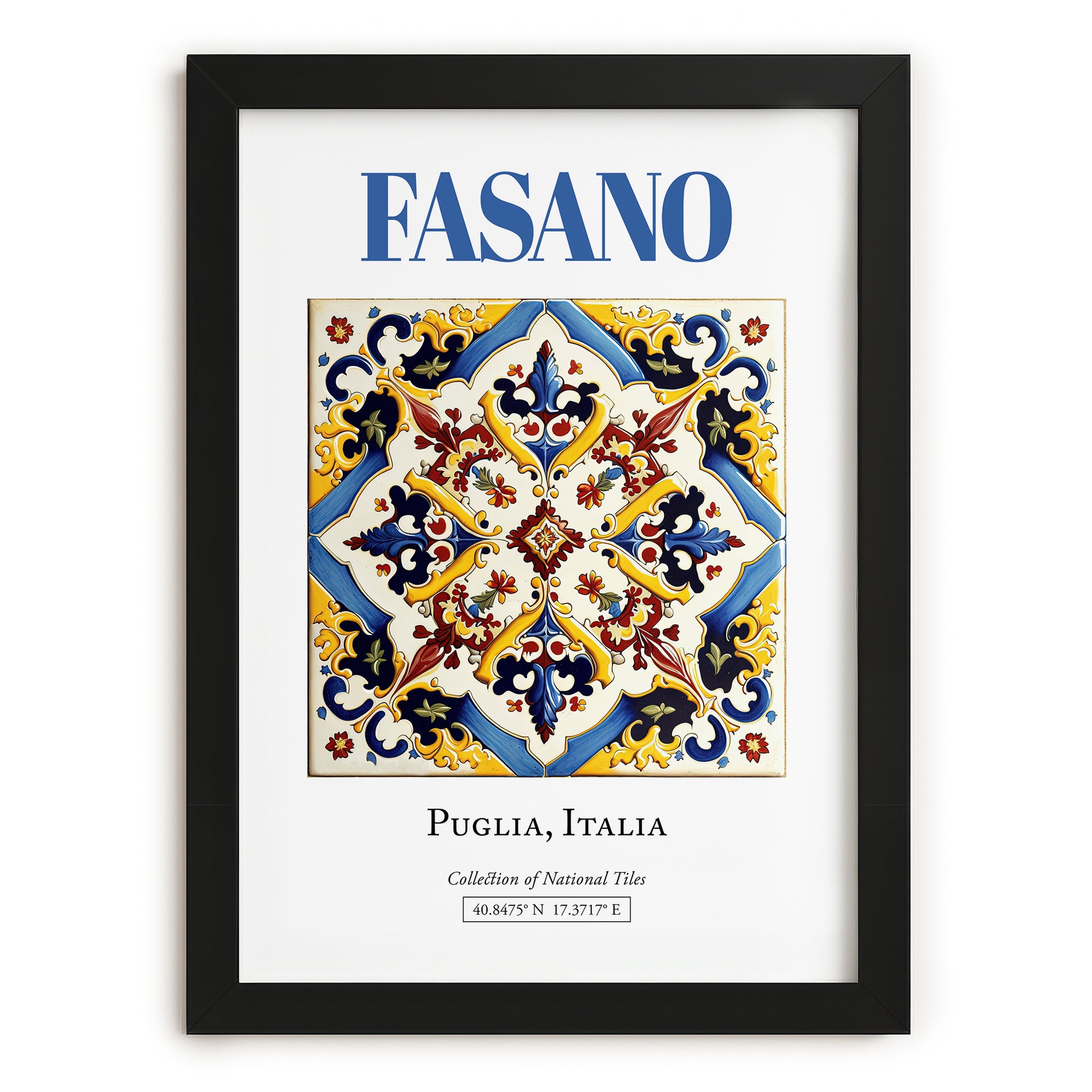 Fasano, Italy – Travel Memories Wall Print, in sleek black frame