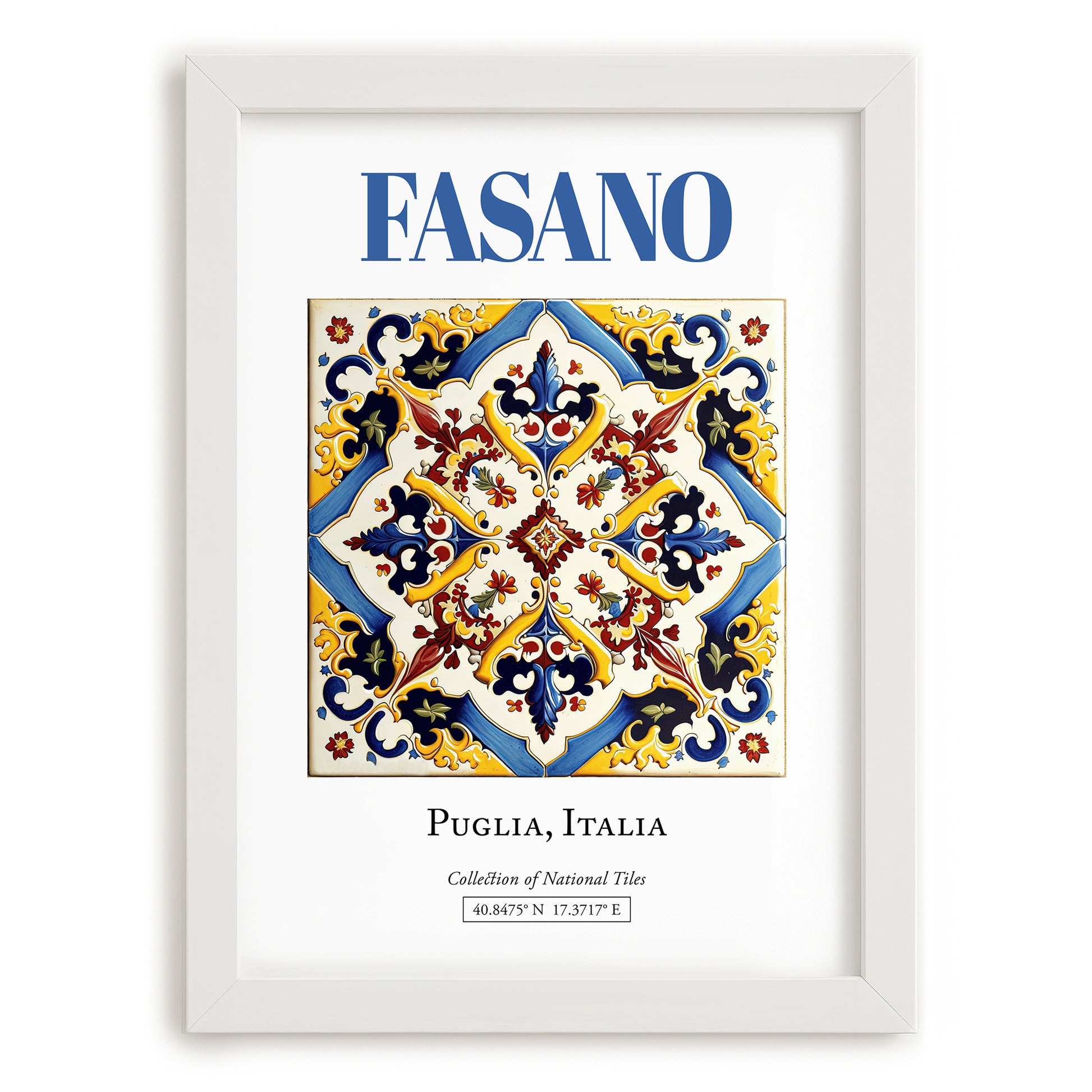Fasano, Italy – Travel Memories Wall Print, placed in minimal white frame