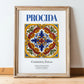 Procida, Italy – Travel Poster, in wooden frame leaning on the floor