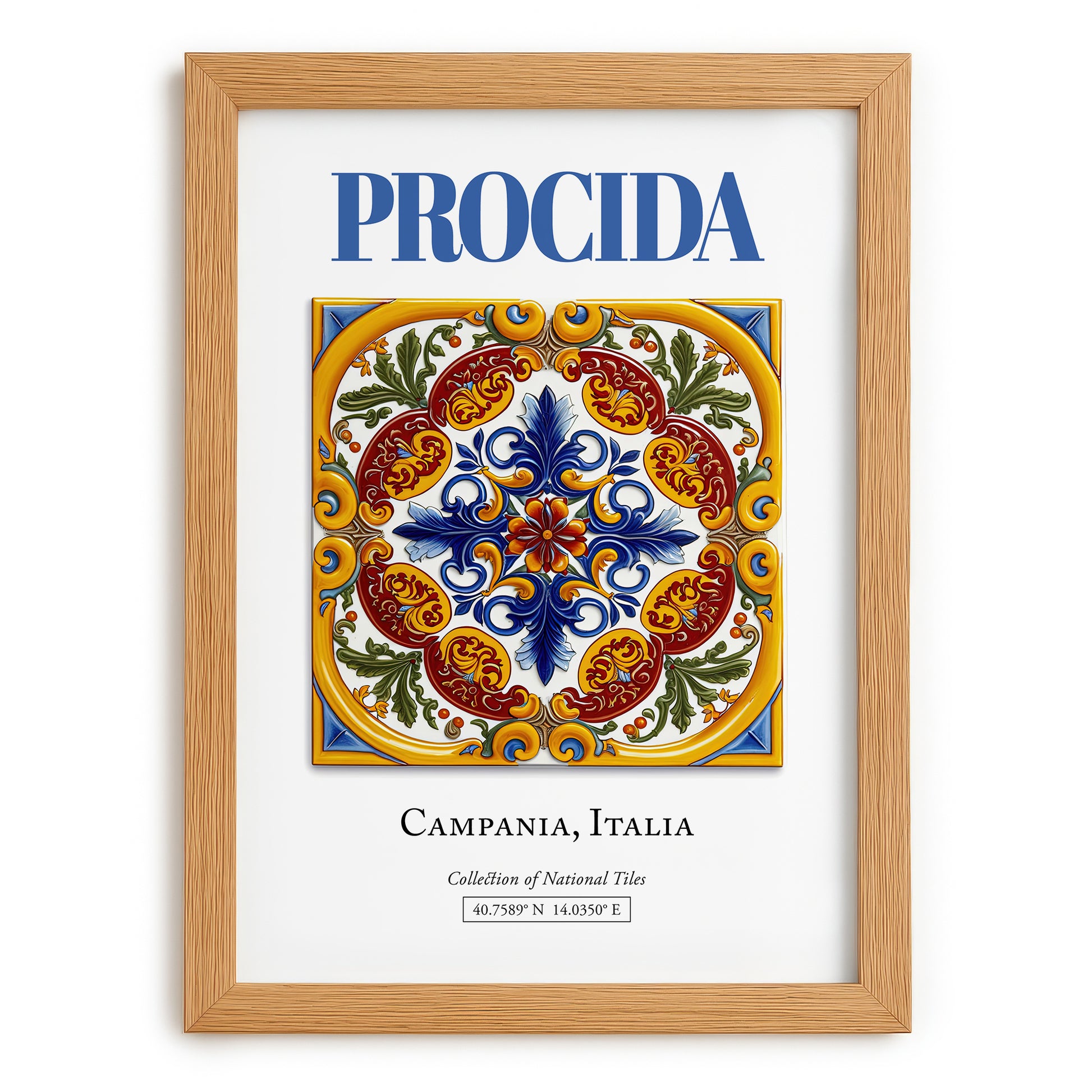 Procida, Italy – Travel Poster, set in oak frame