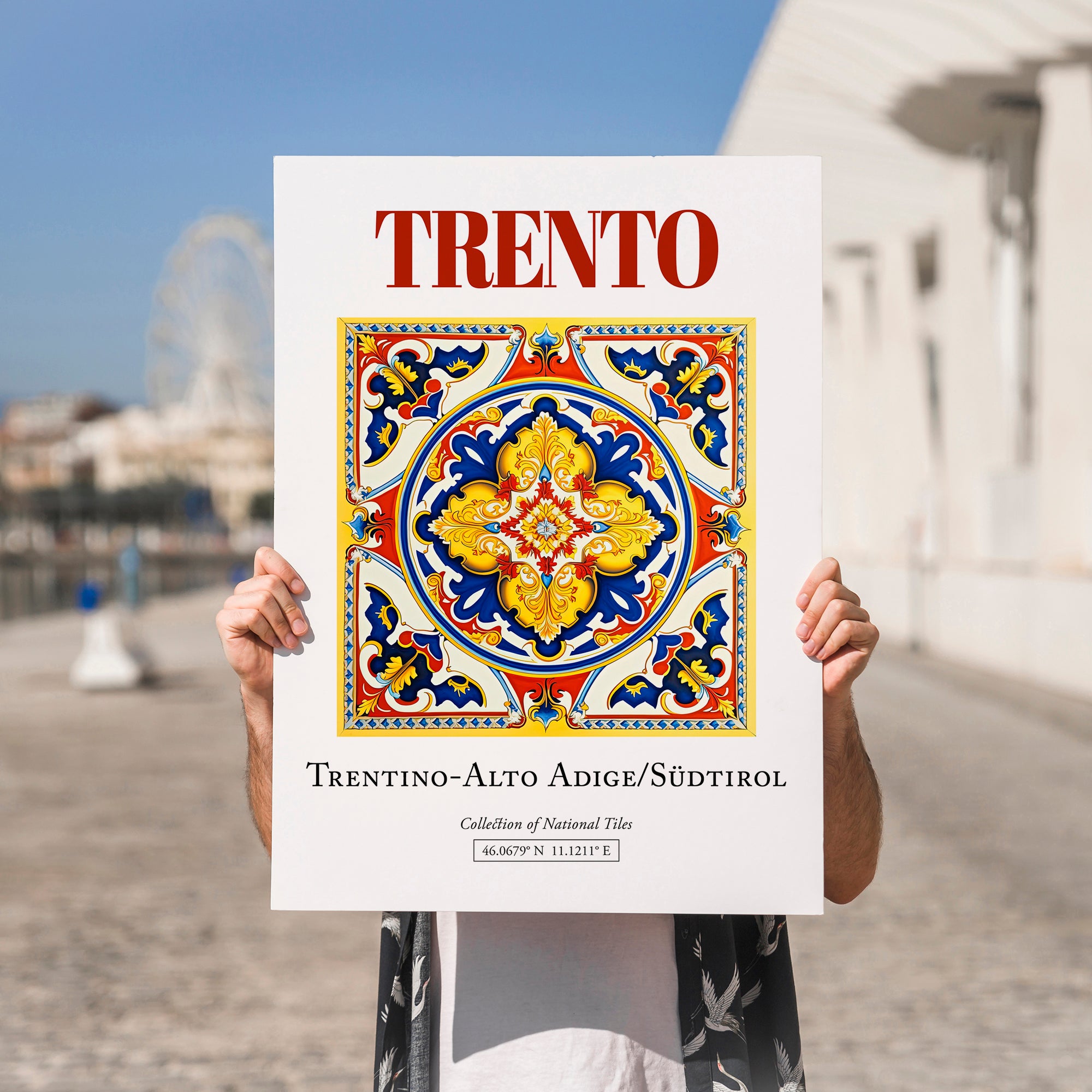 Trento, Italy – Travel Wall Art, no-text version framed in wood