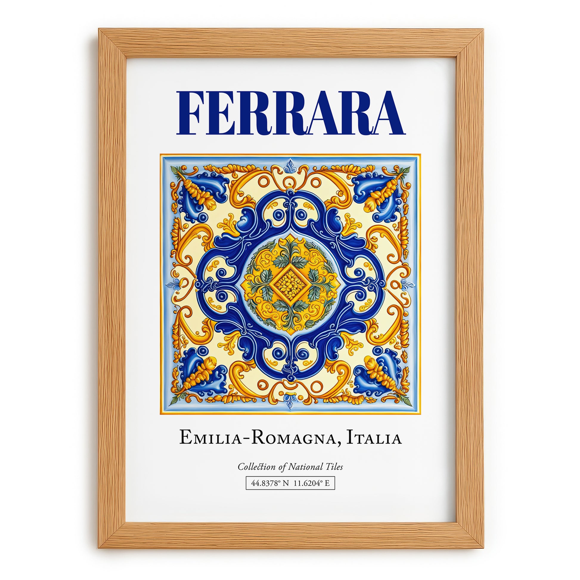 Ferrara, Italy – World Heritage Travel Poster, set in oak frame