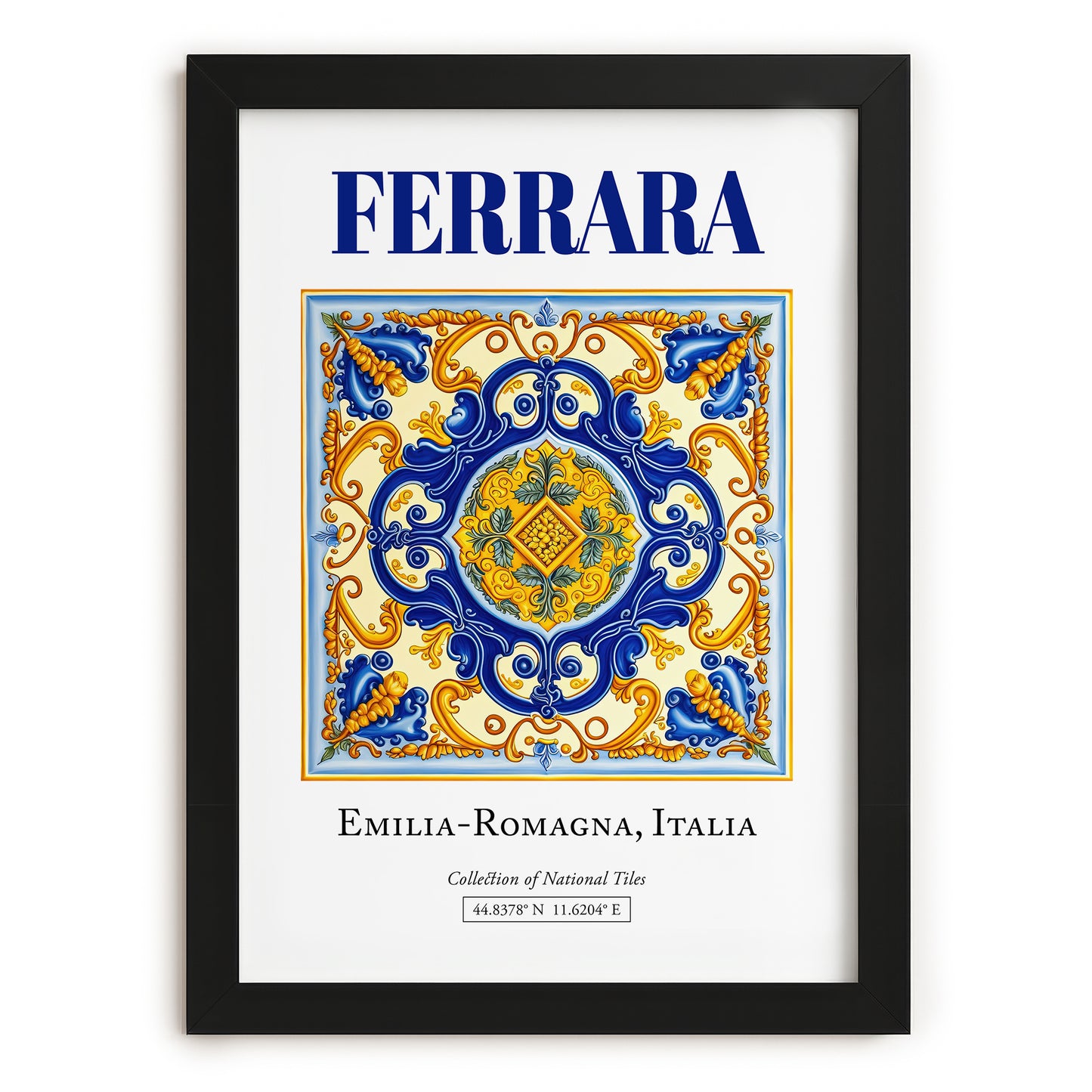 Ferrara, Italy – World Heritage Travel Poster, in sleek black frame