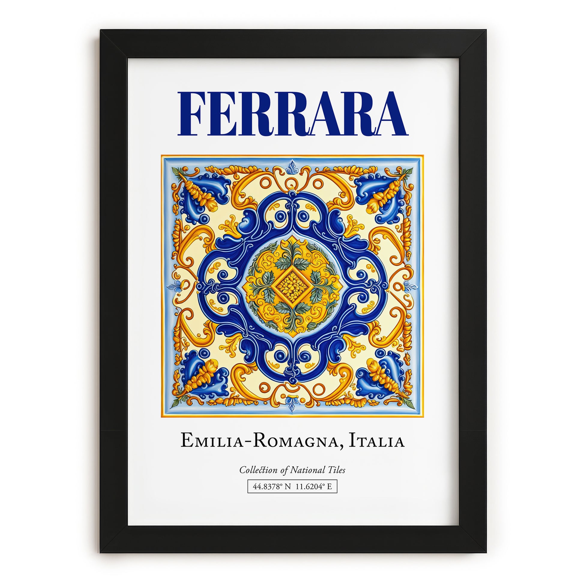Ferrara, Italy – World Heritage Travel Poster, in sleek black frame
